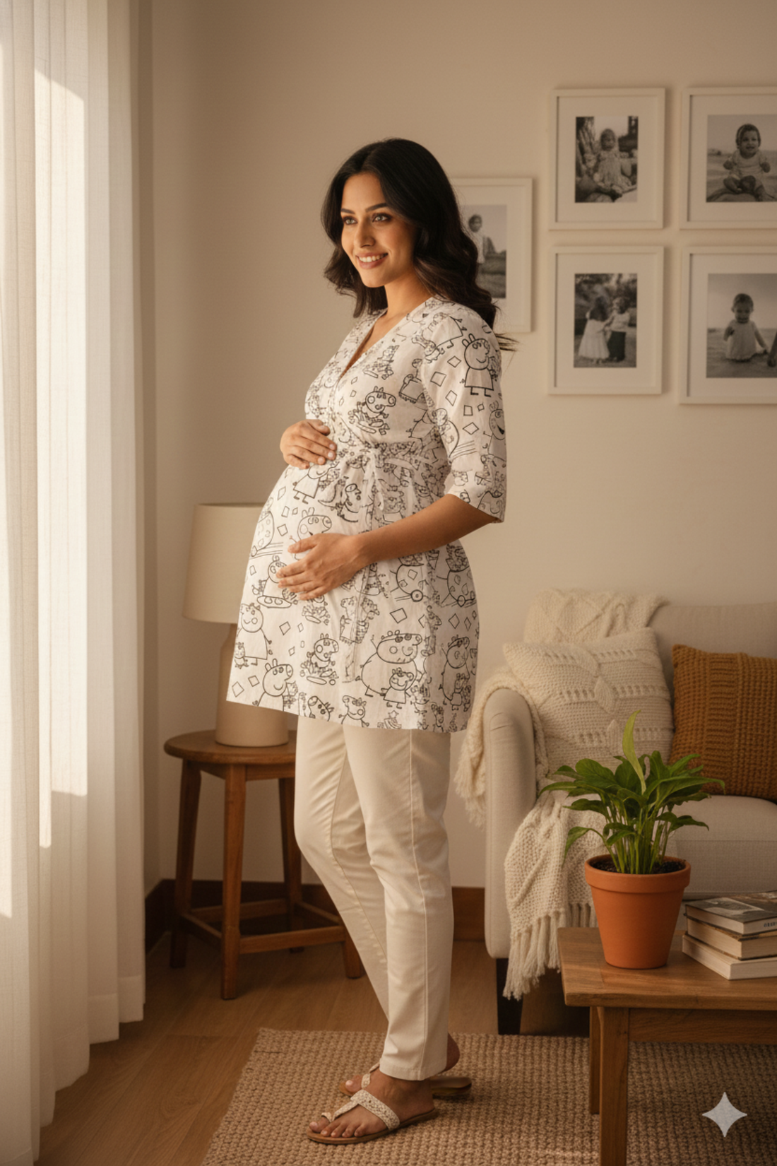 Colour Your Own Peppa Pig Print Maternity Top