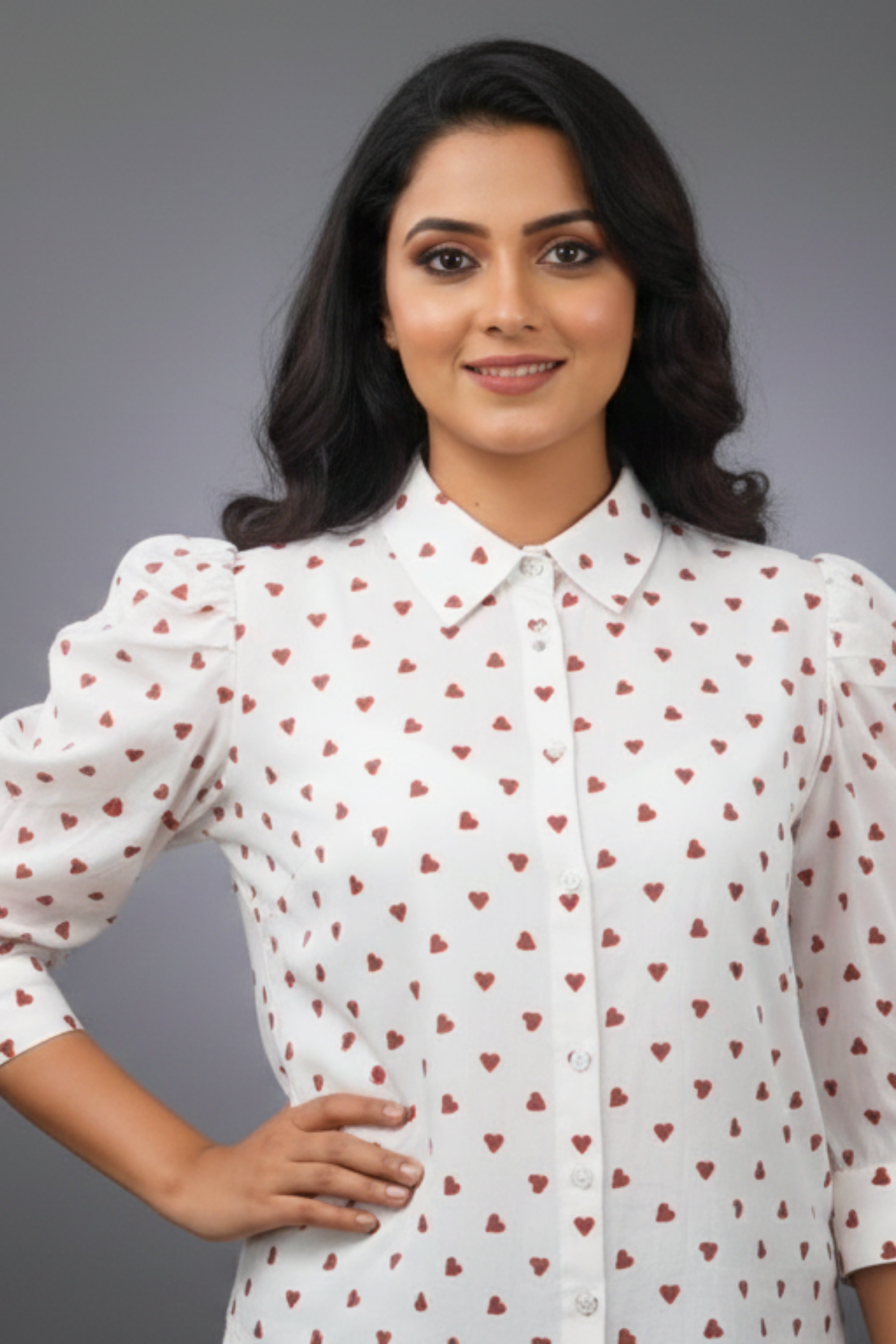 Red Heart Print Shirt