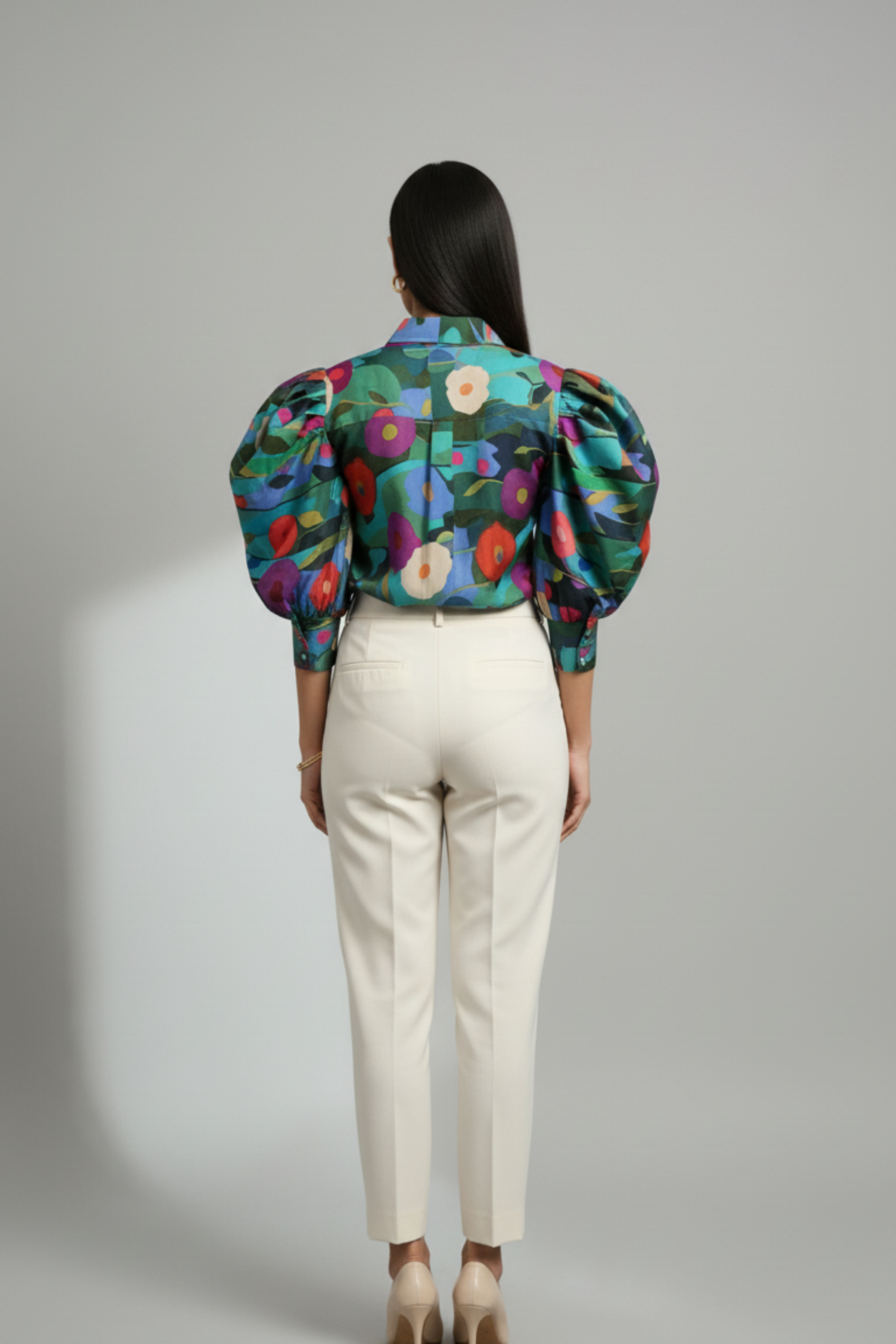 Dark Blue Floral Print Top