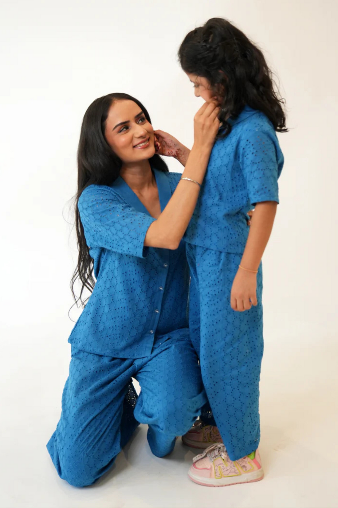 Blue Shiffli Twinning Co-ord Set