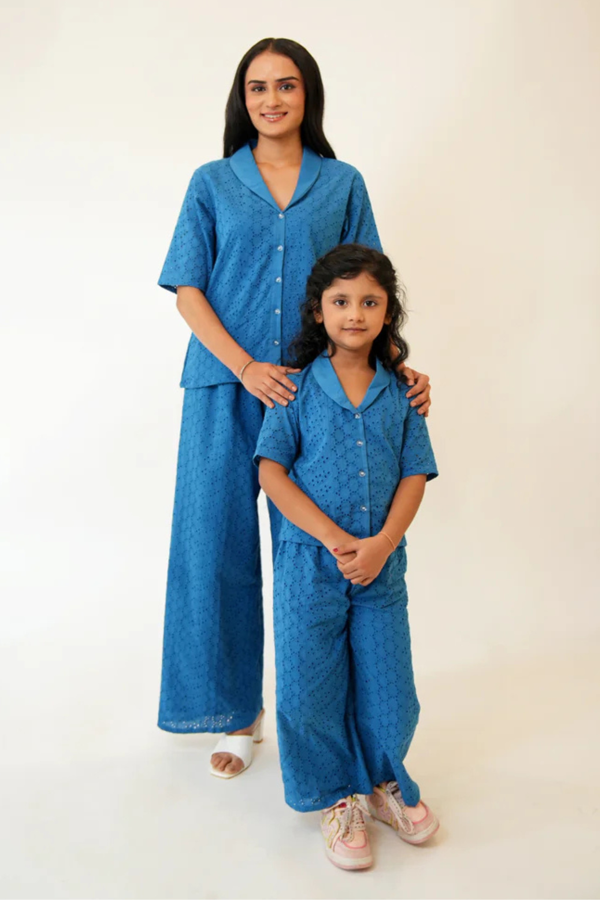 Blue Shiffli Twinning Co-ord Set