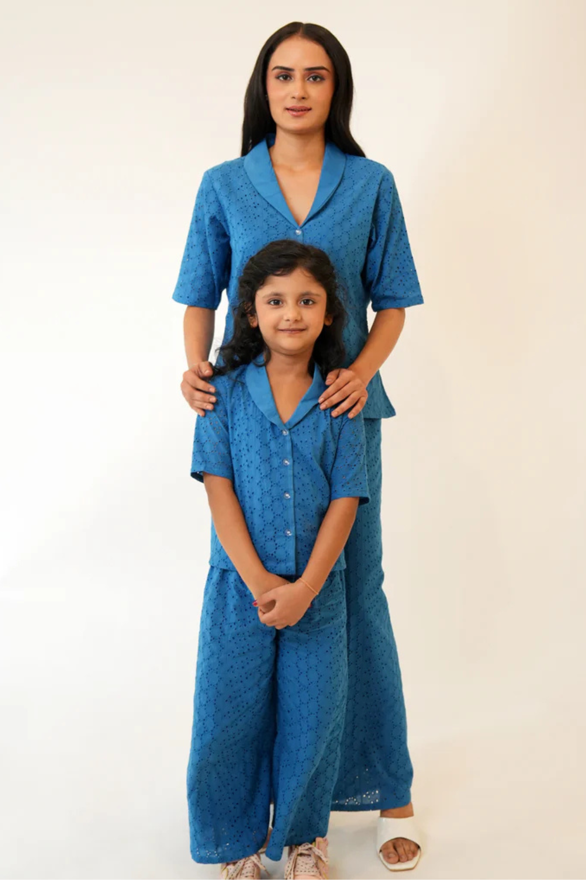 Blue Shiffli Twinning Co-ord Set
