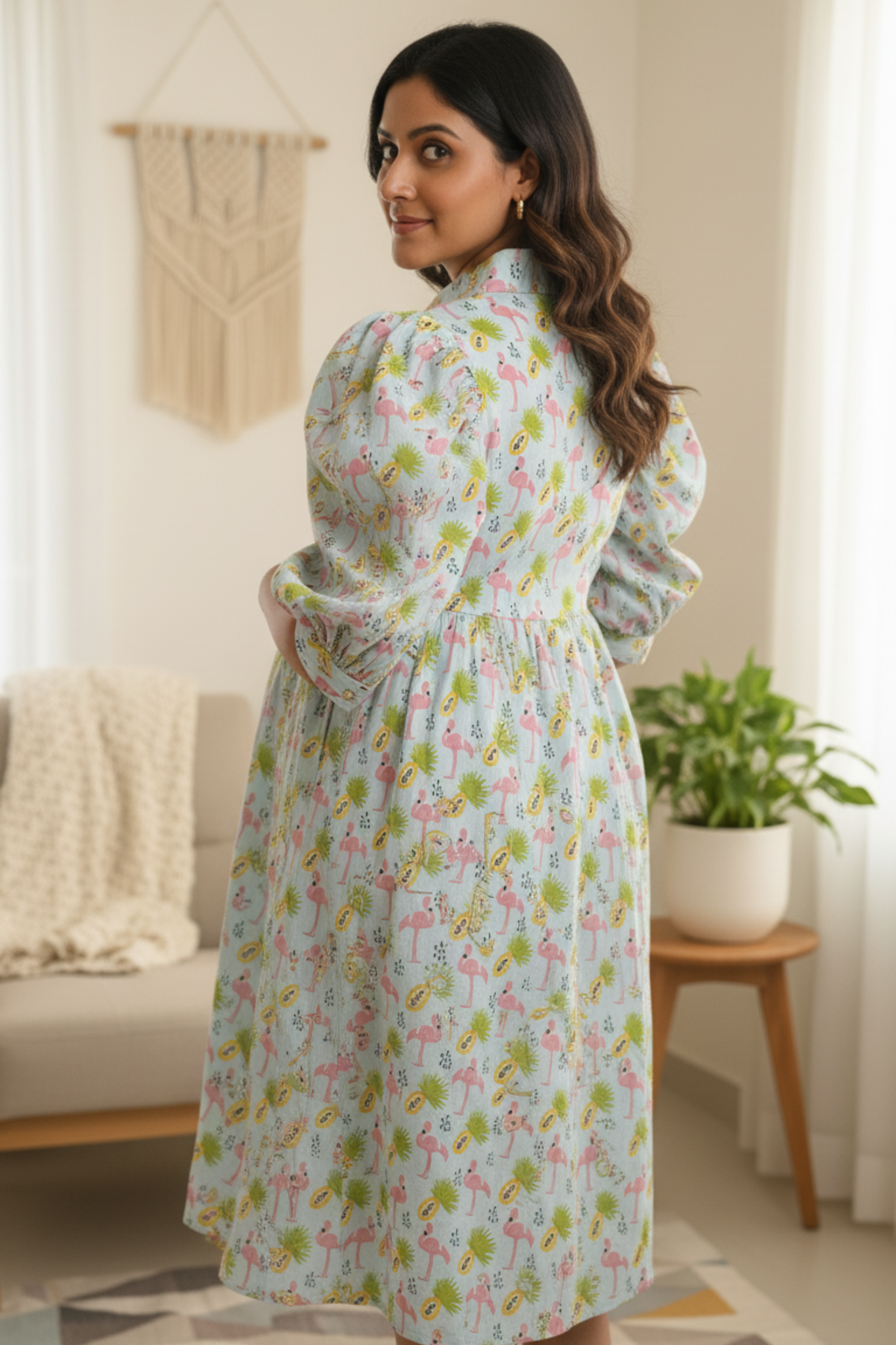 Flamingo Print Maternity Dress