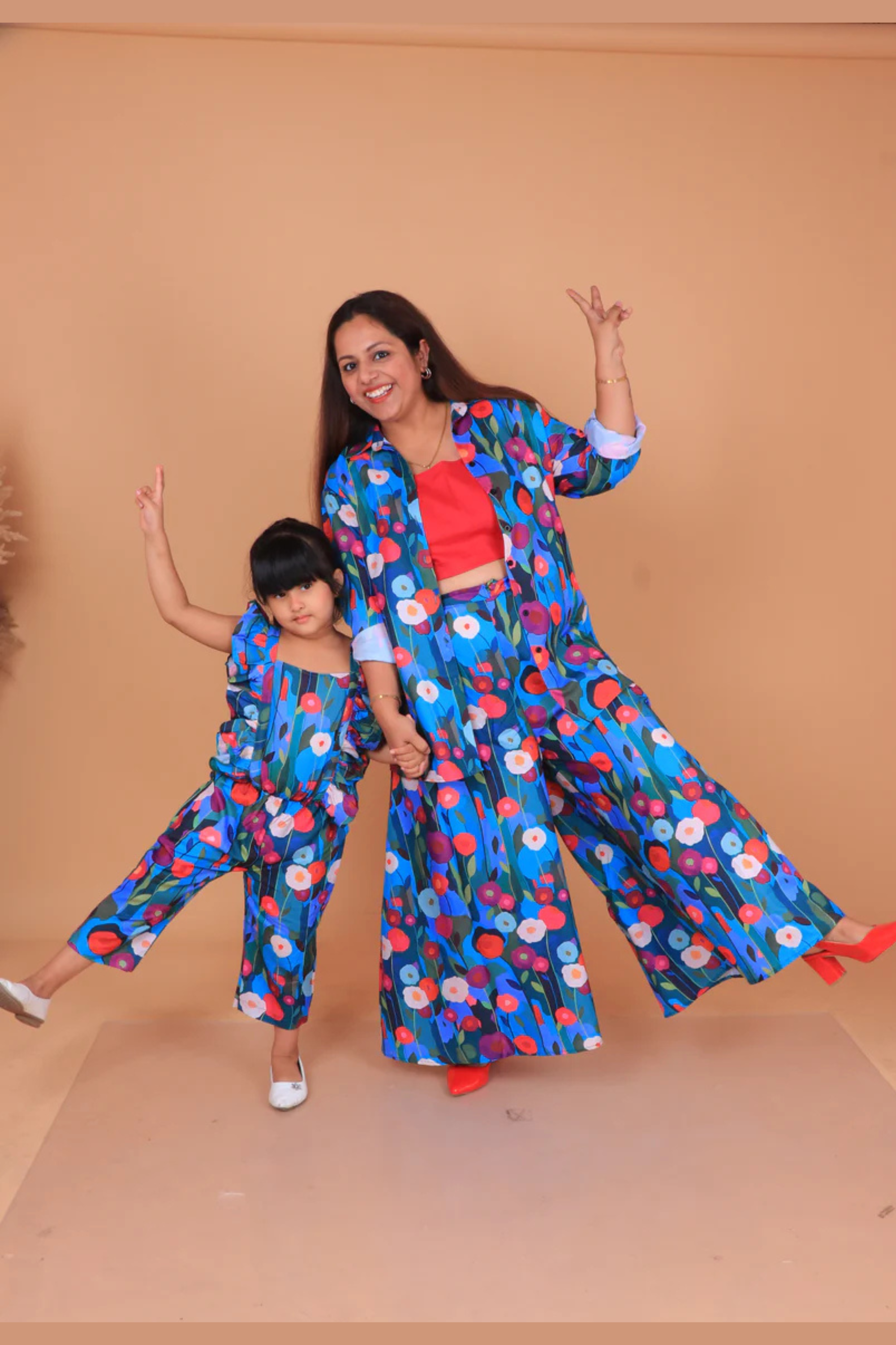 Blue Floral Mother Daughter set