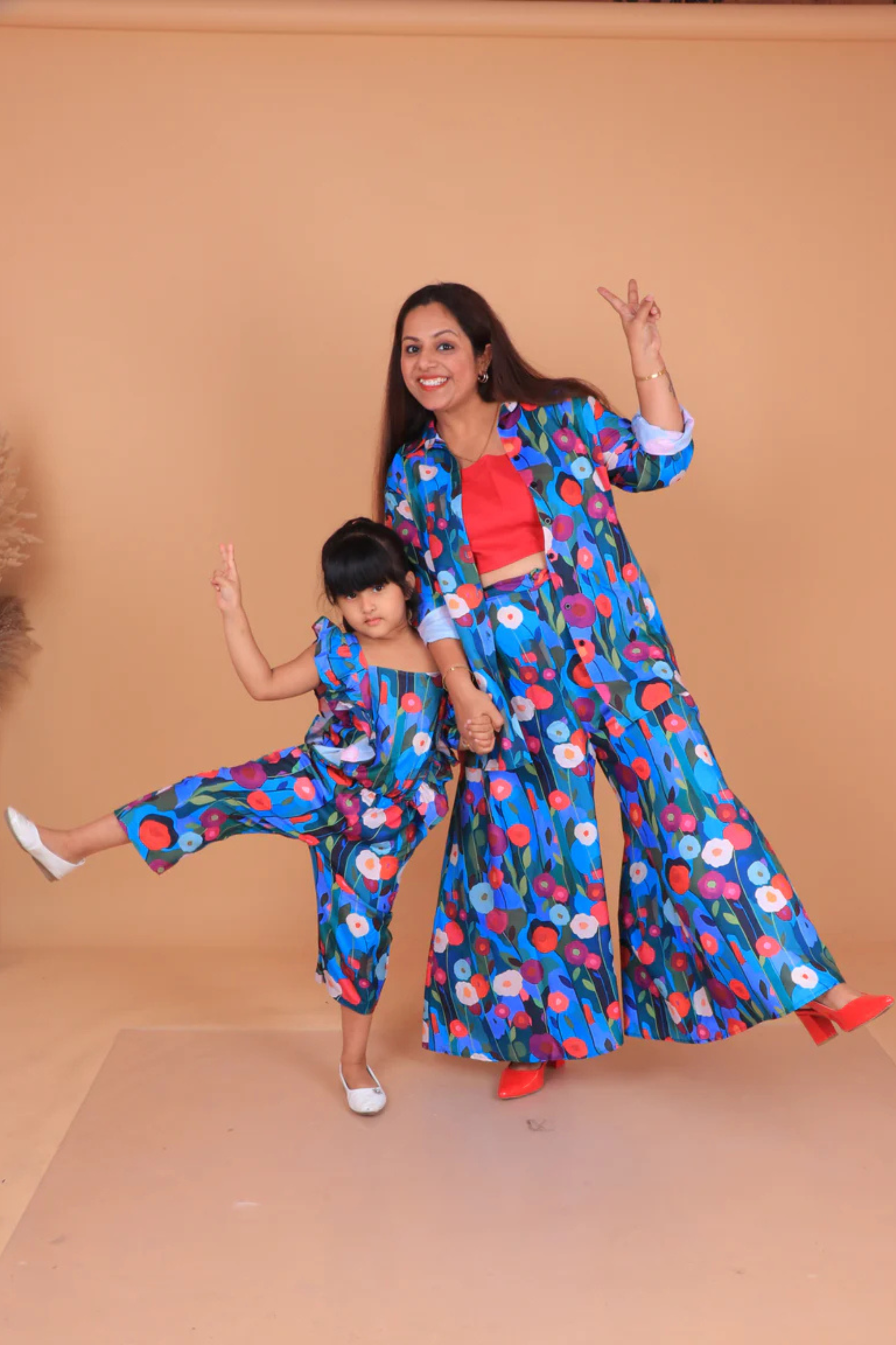 Blue Floral Mother Daughter set