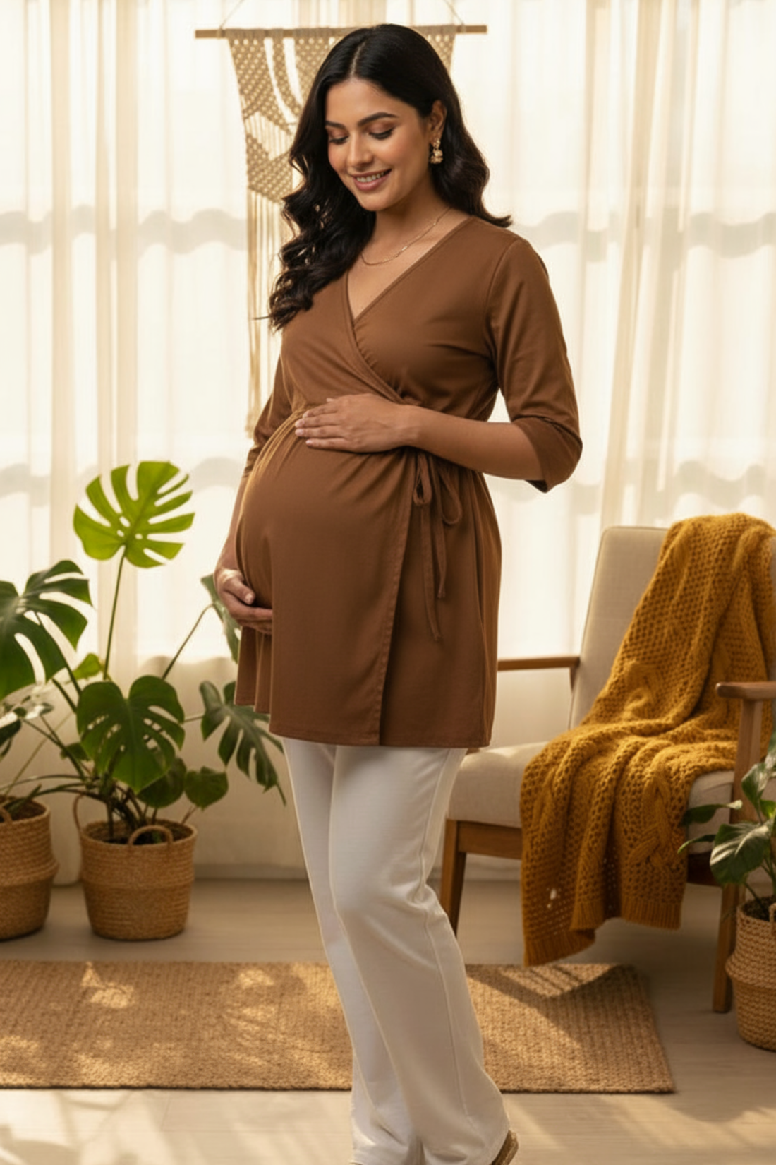 Brown Maternity Top