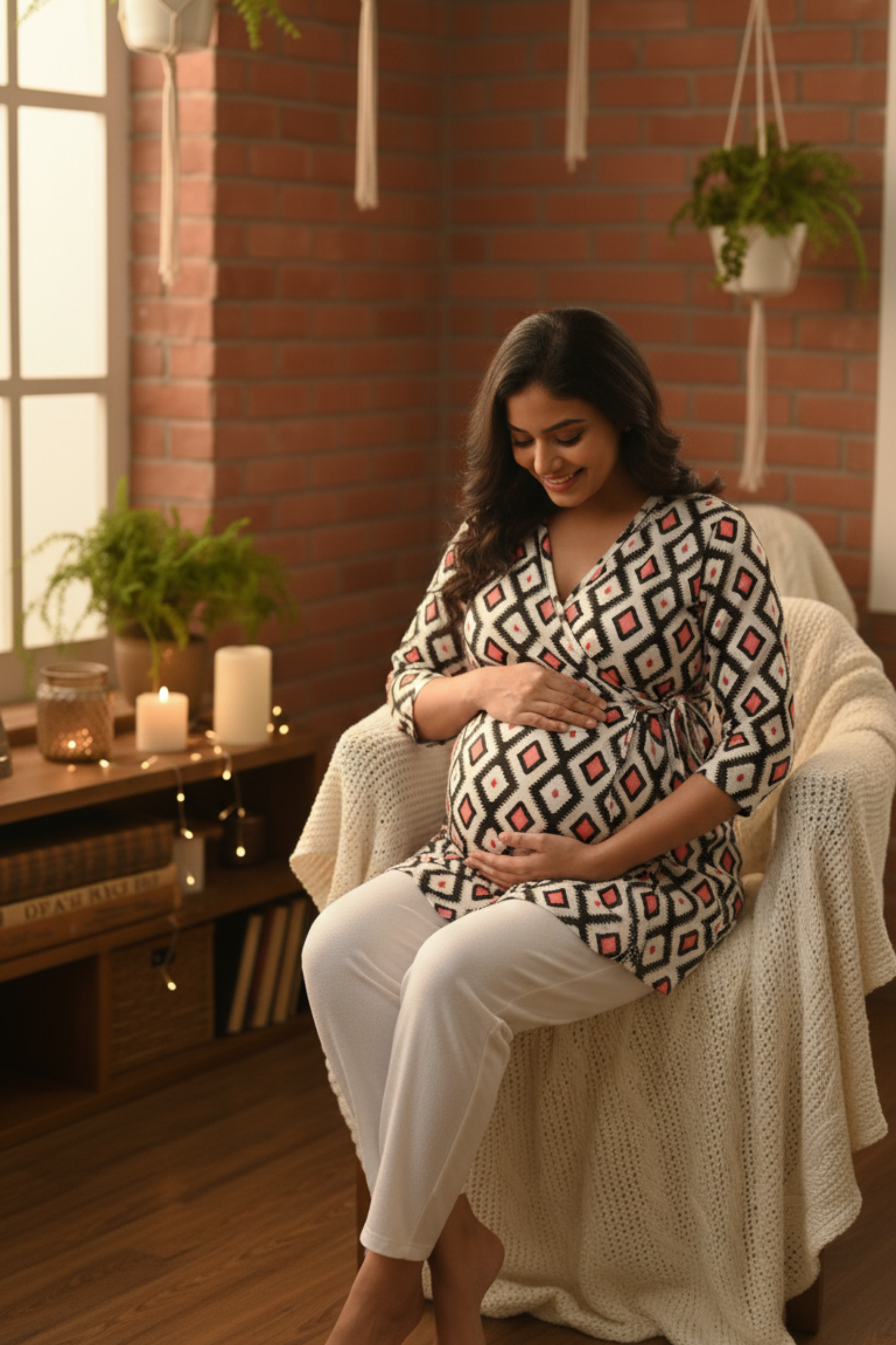 Geometric Print Maternity Top