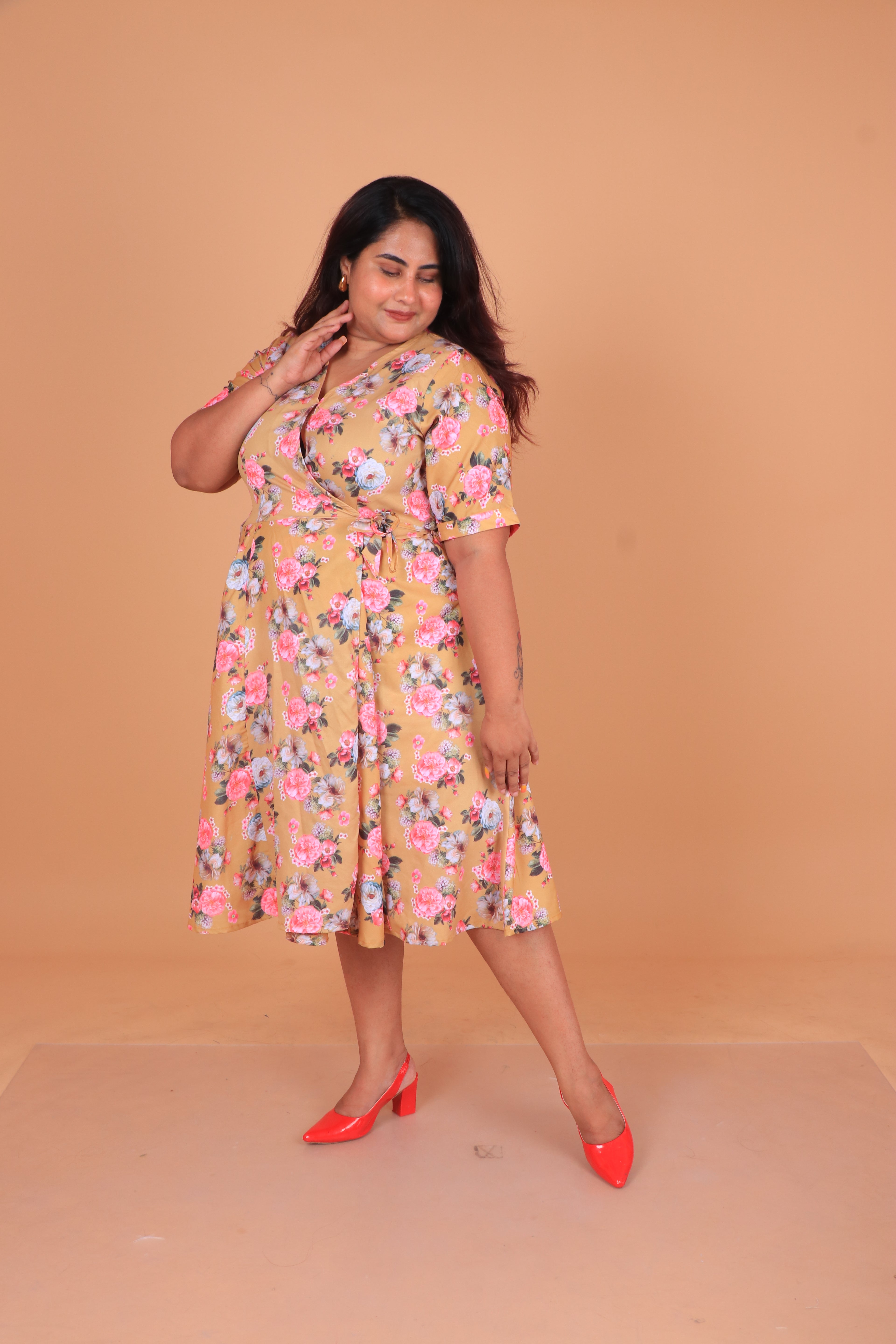 Yellow Floral Dress Women