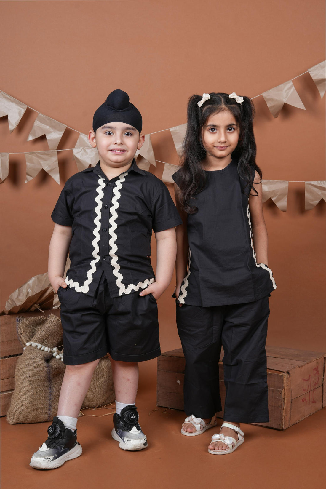 Black Lace Brother Sister Combo Set