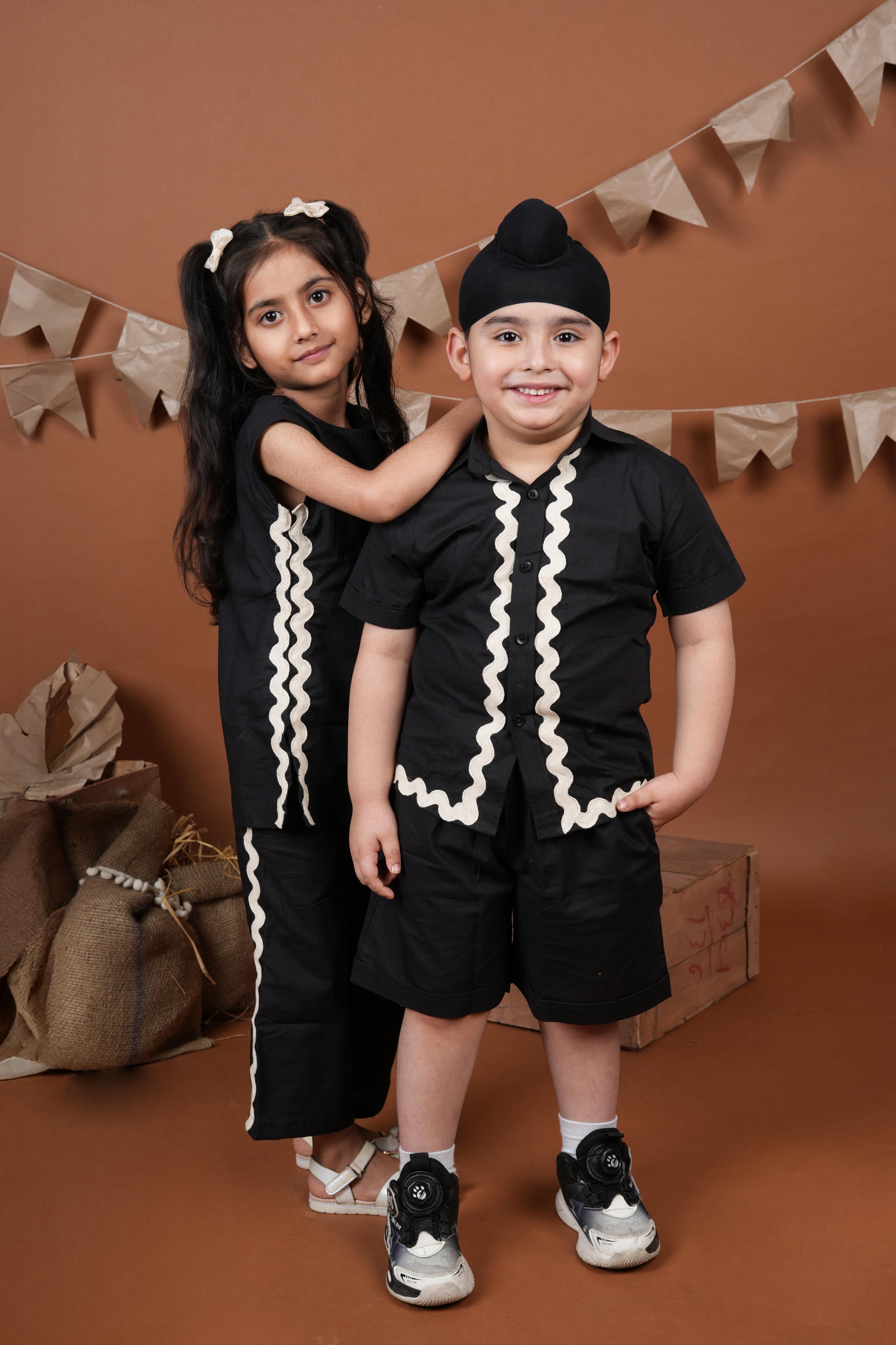 Black Lace Brother Sister Combo Set