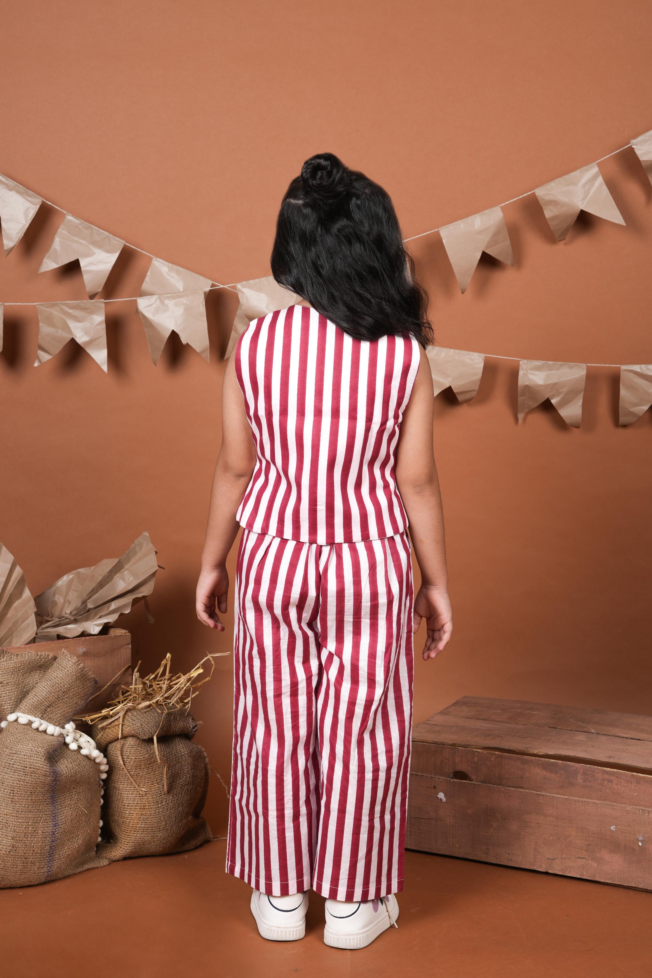 Red White Stripes Brother Sister Combo Set