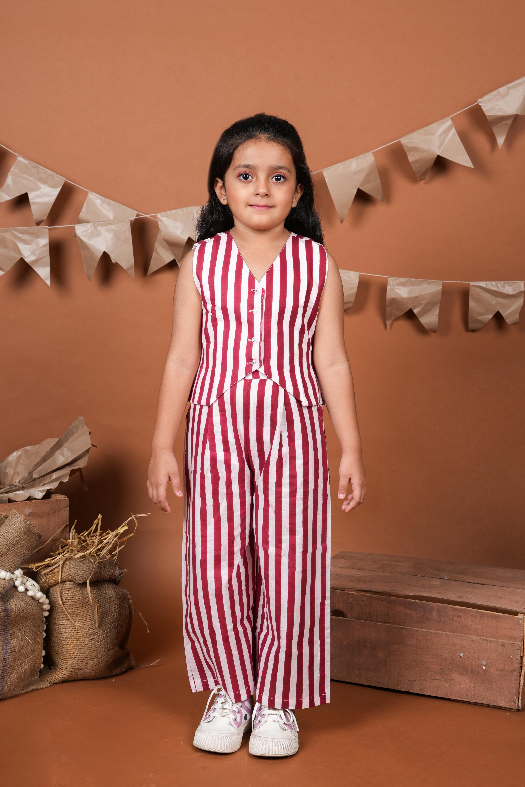 Red White Stripes Brother Sister Combo Set