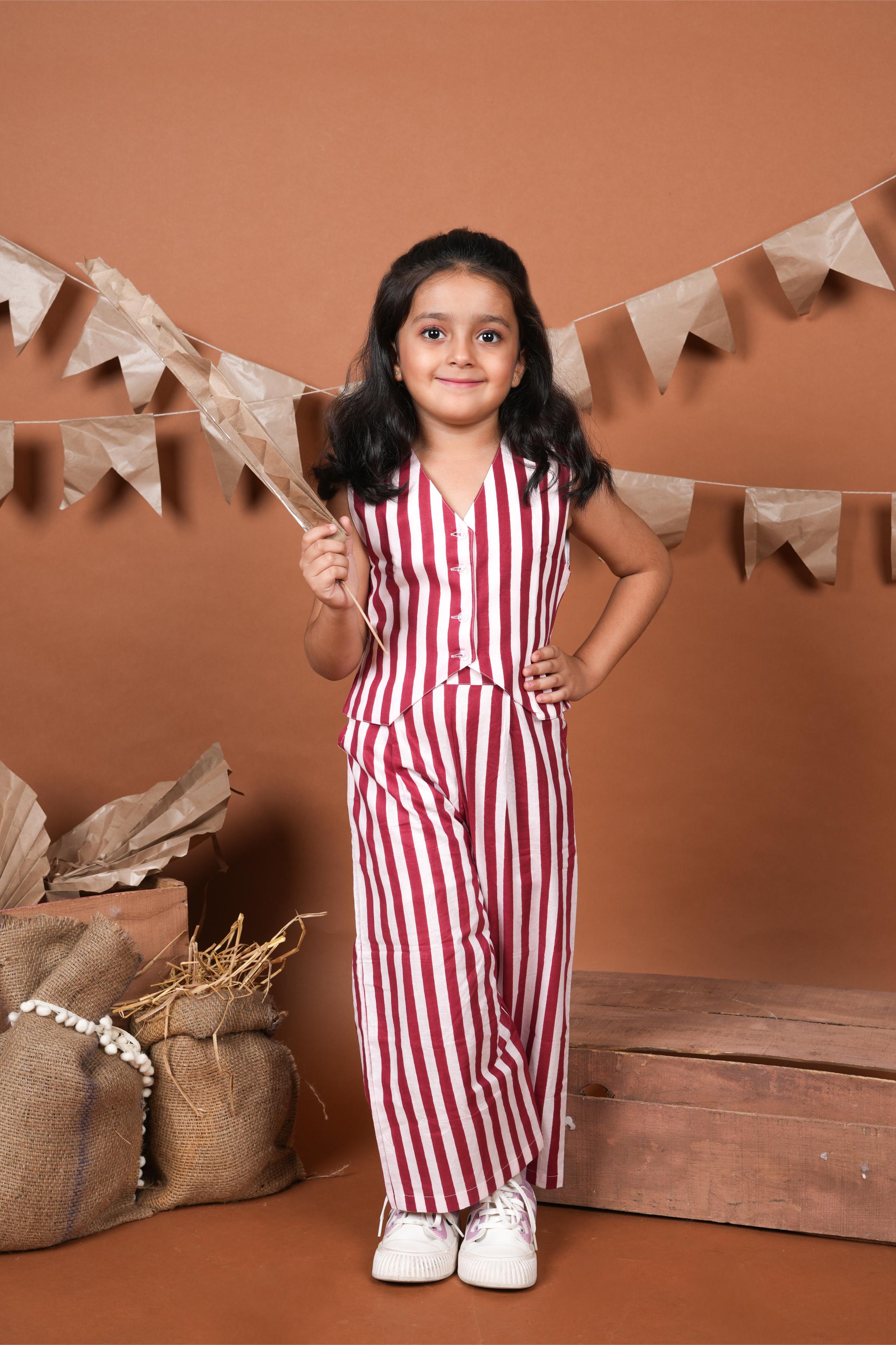 Red White Stripes Brother Sister Combo Set
