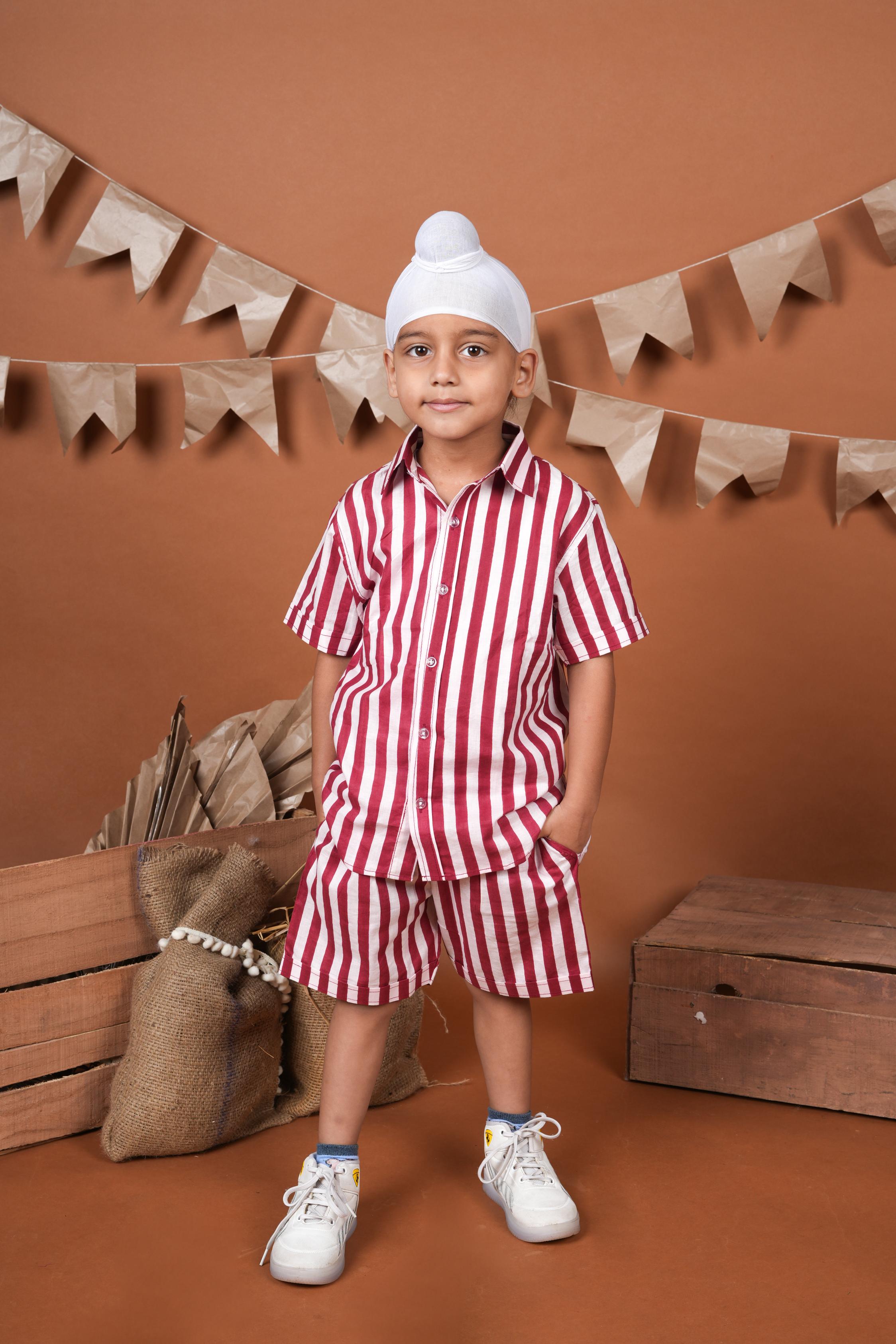 Red White Stripes Brother Sister Combo Set