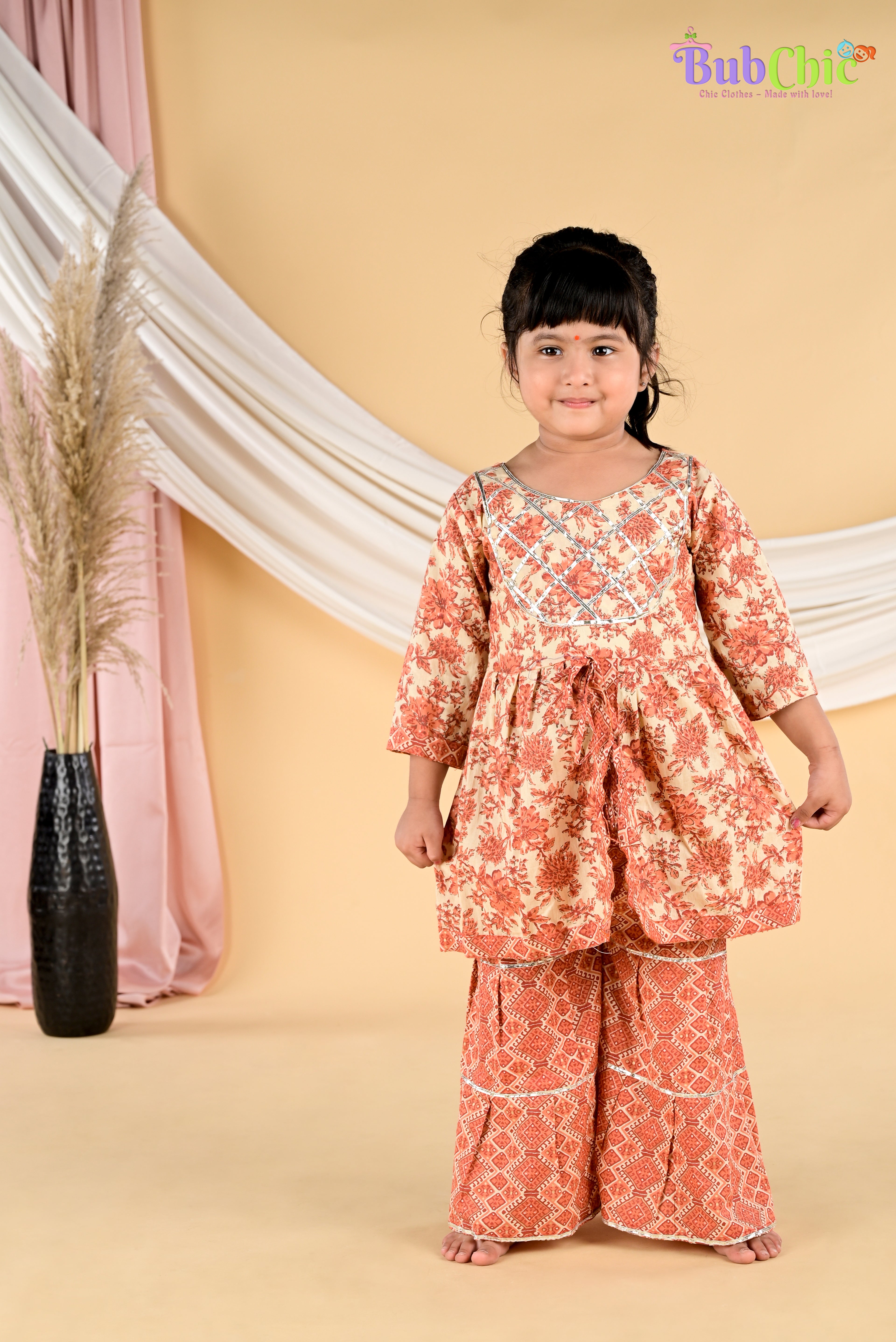 Floral Kurta with Gharara