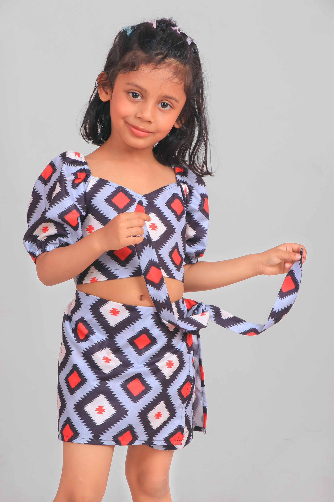 Monochrome Geometric Skirt Set