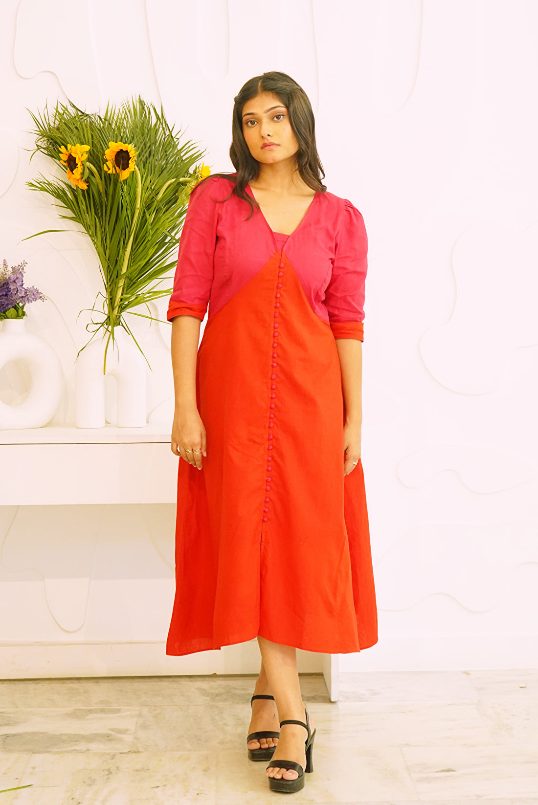 Red & Magenta Dress for Women