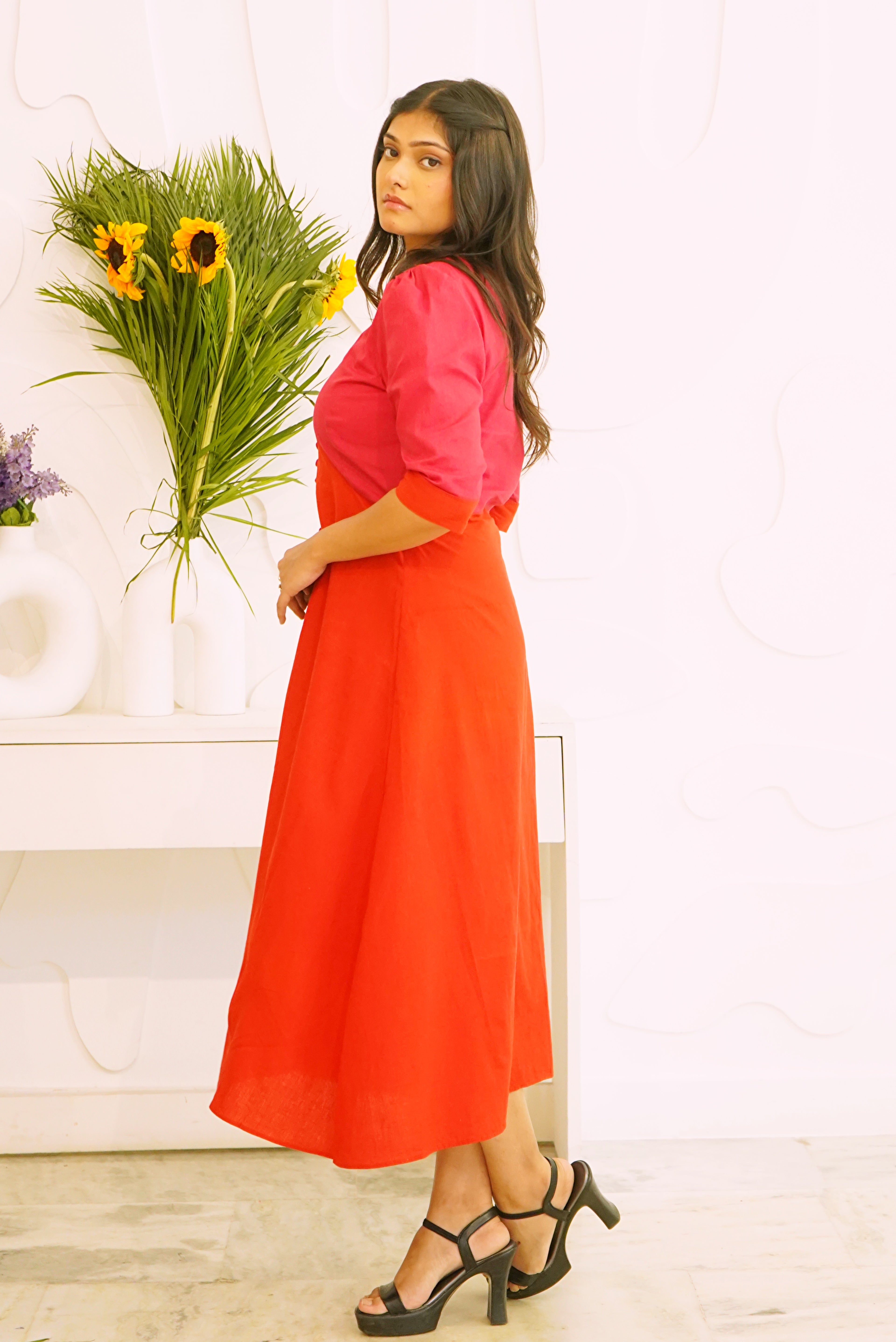 Red & Magenta Dress for Women