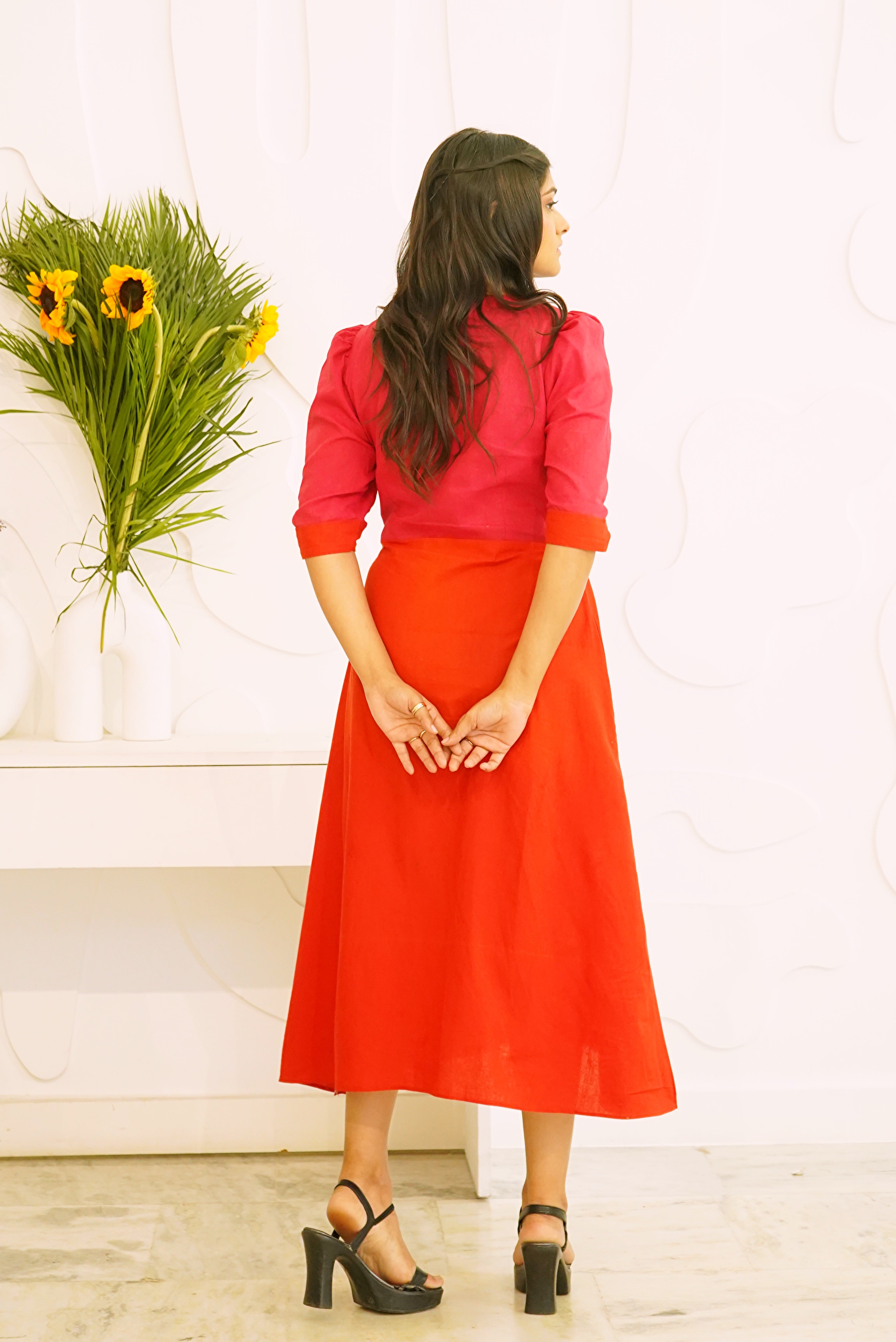 Red & Magenta Dress for Women