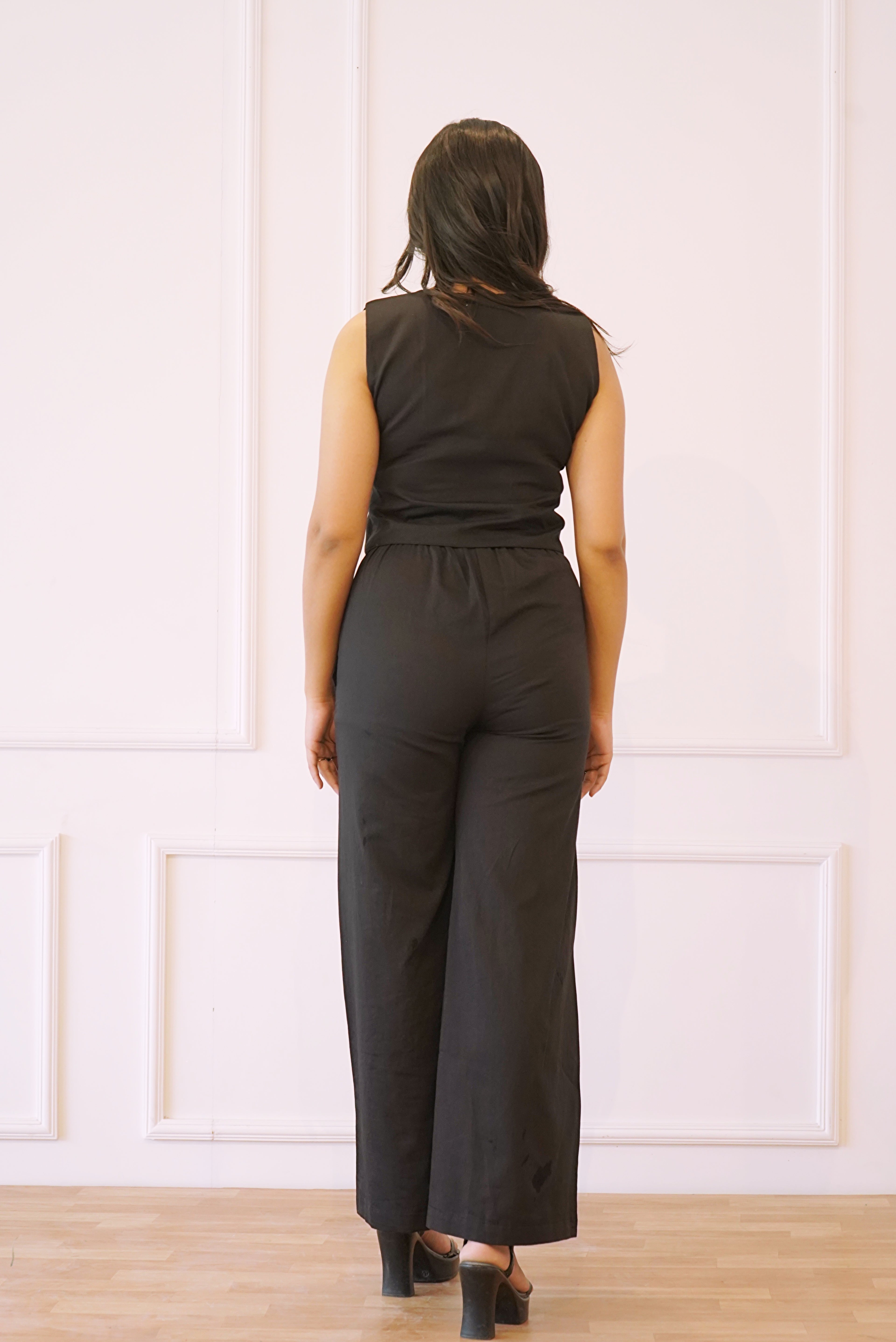Black Waist Coat and Pants Co-ord Set