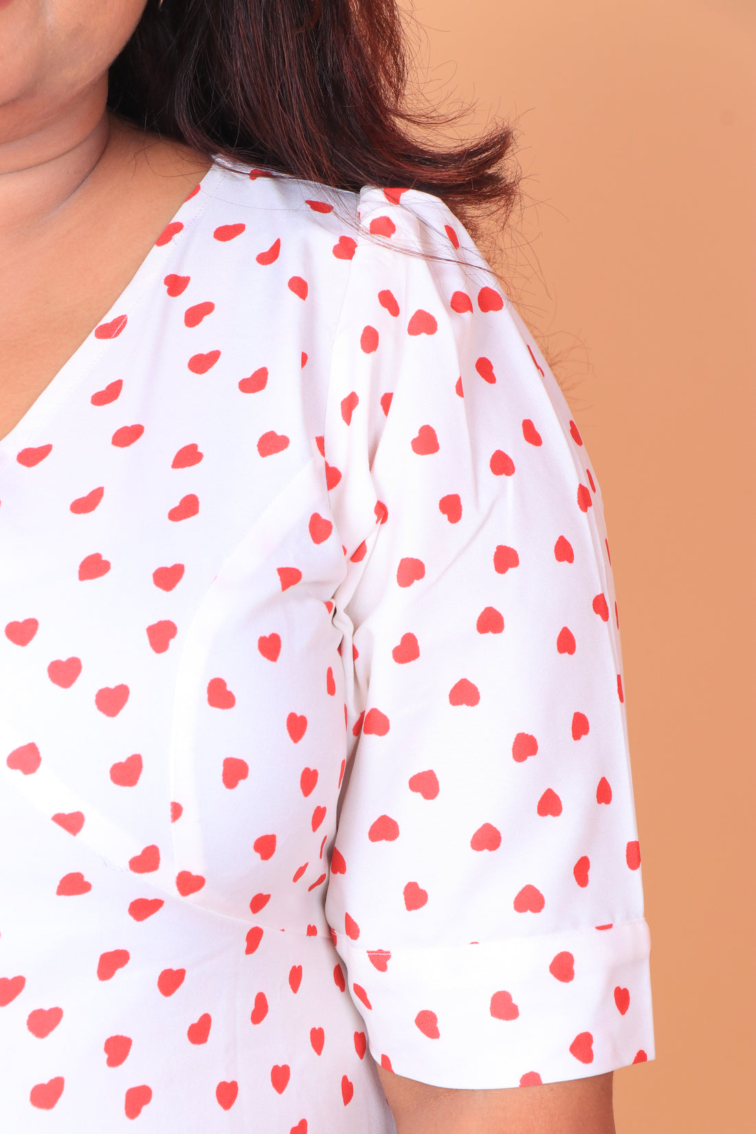 Red Heart Print Mother Dress for Women