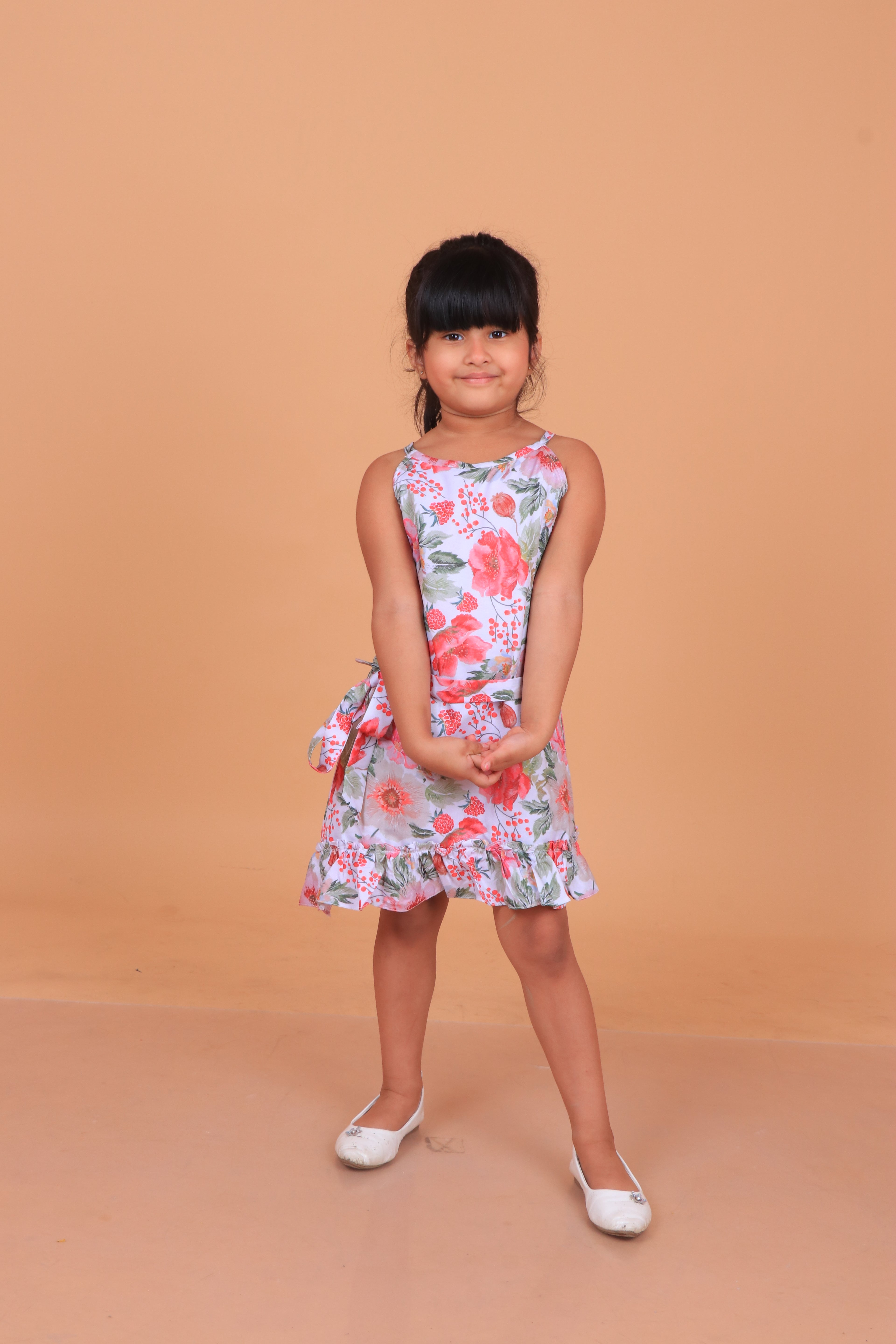 White Floral Frock for Girls
