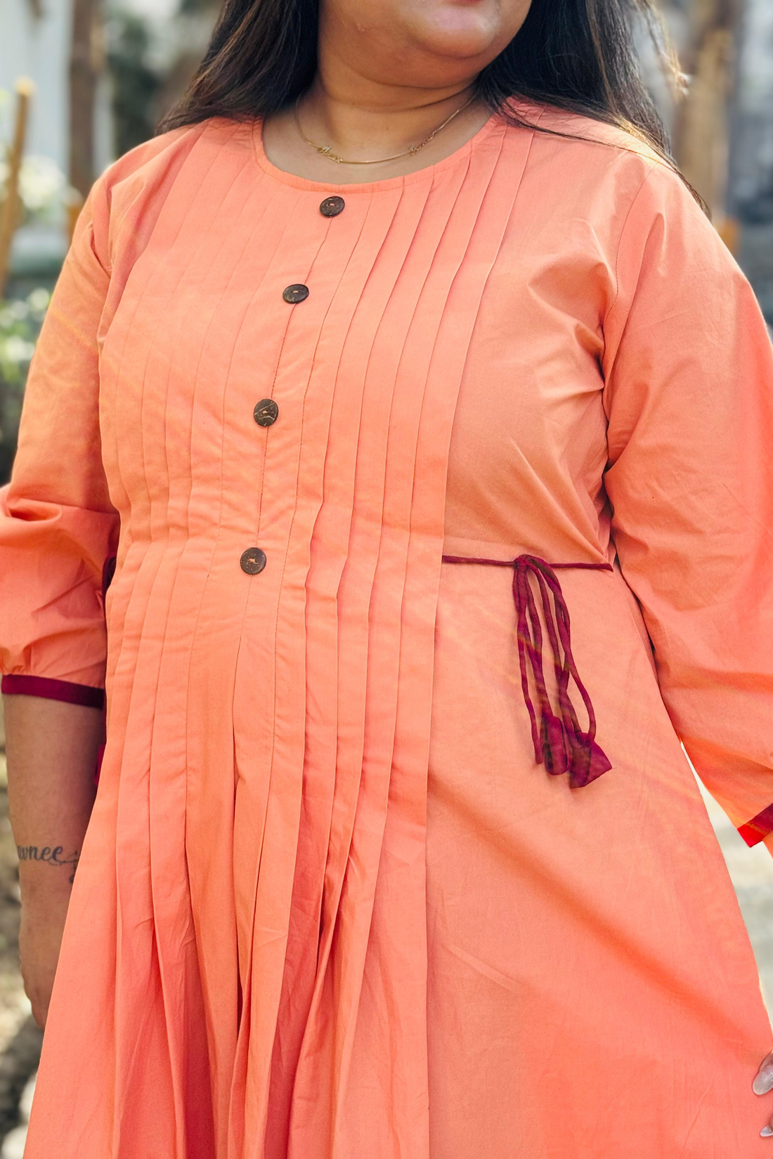 Orange Ribbon Maternity Dress