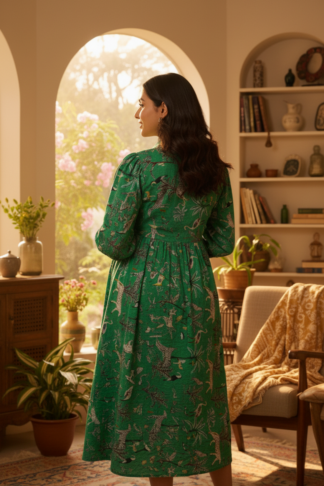 Green Animal Print Maternity Dress