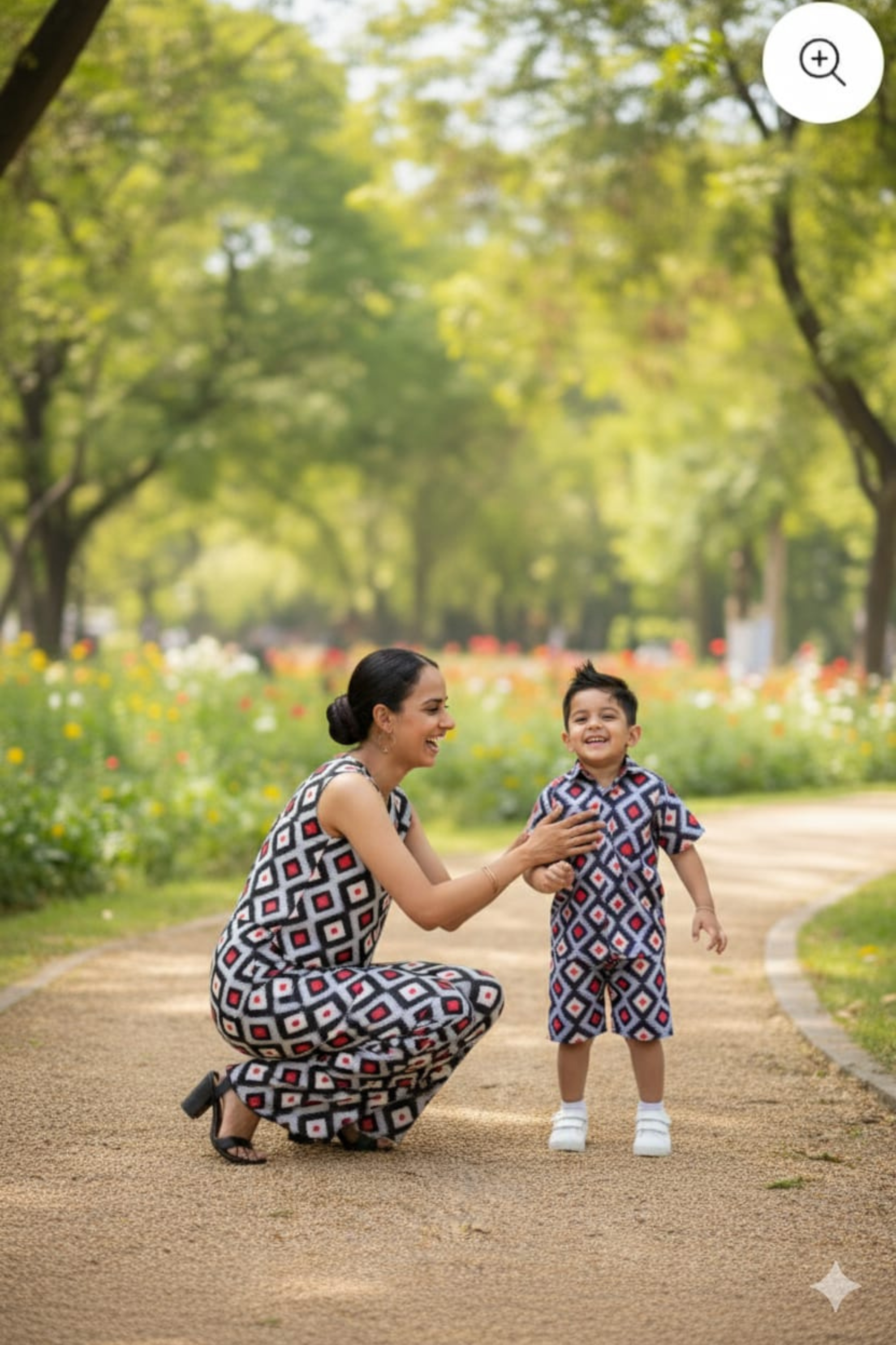 Geometric Print Mother Son Twinning Combo