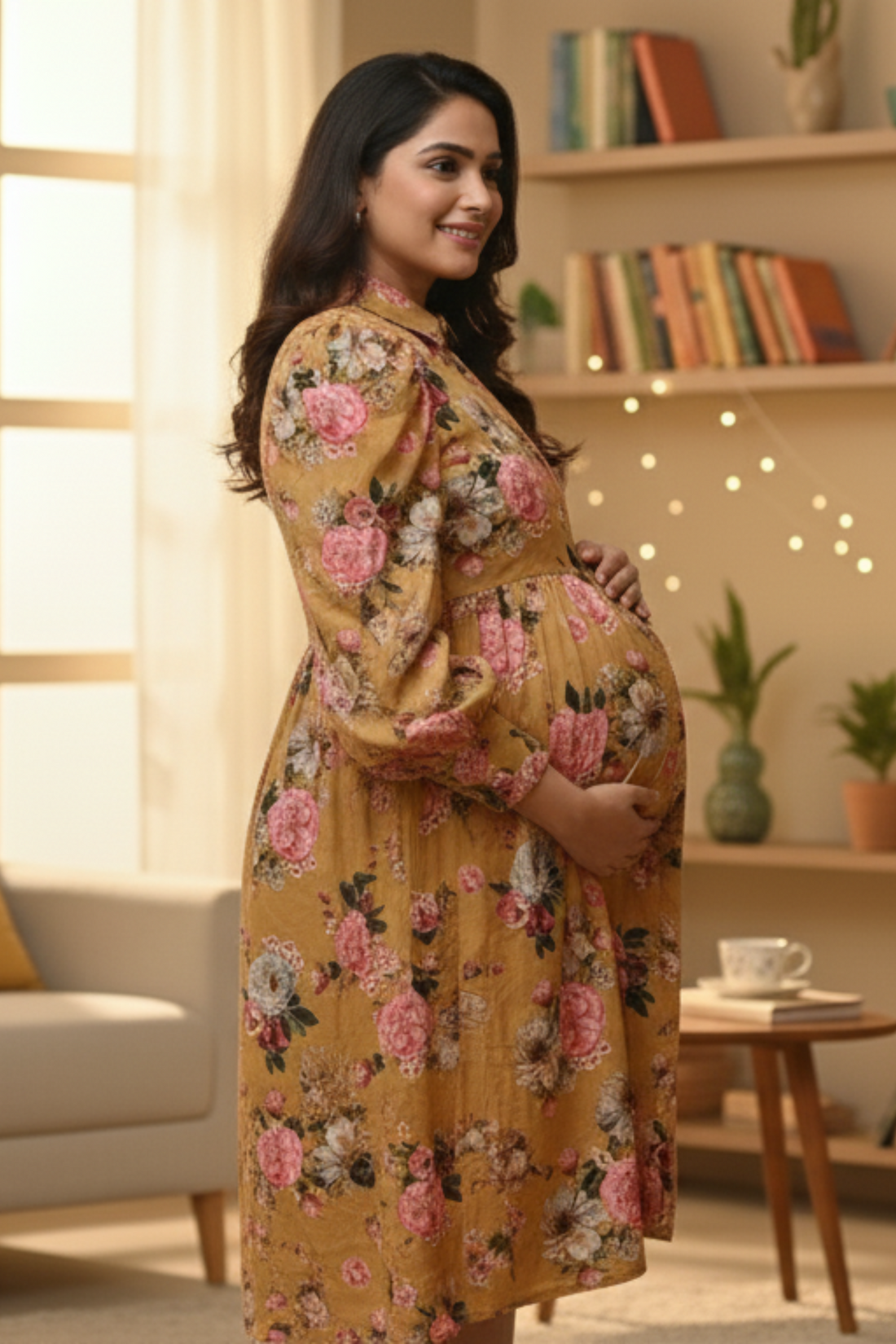 Yellow Floral Maternity Dress