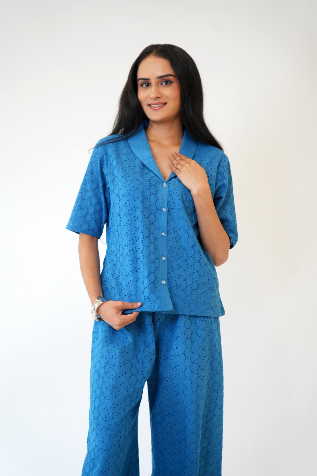 Blue Shiffli Co-ord Set