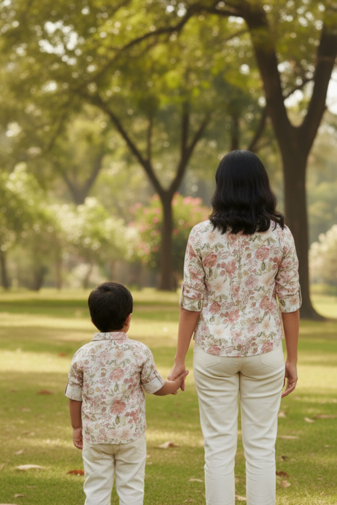 White Floral Shirt Twinning Twinning Set