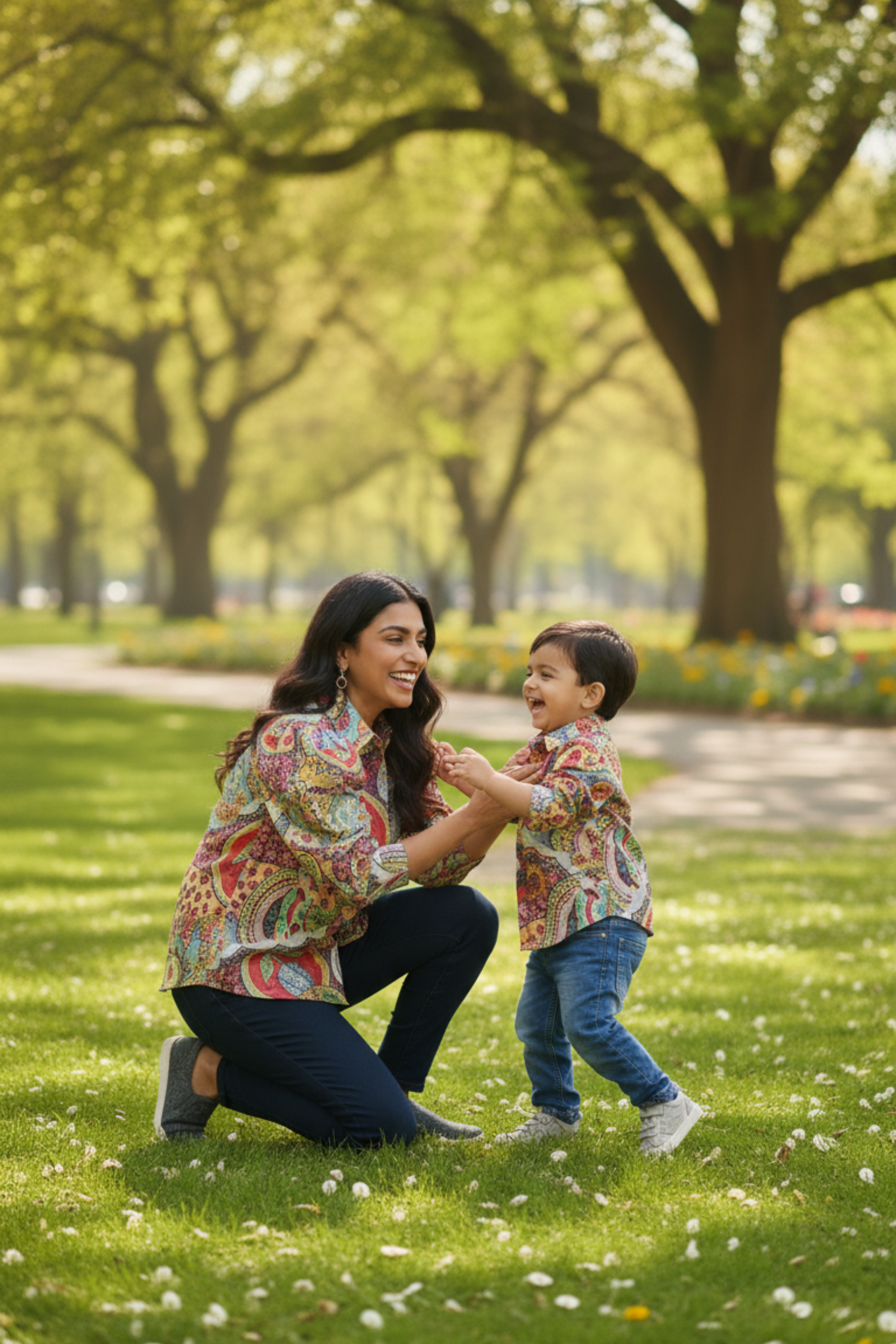Multicolor Print Shirt Twinning Set