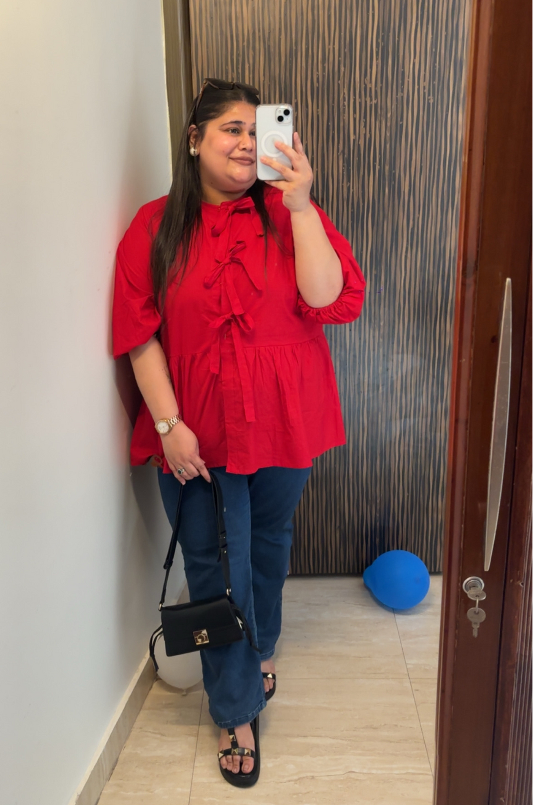 Red Ribbon/Tie-up Shirt