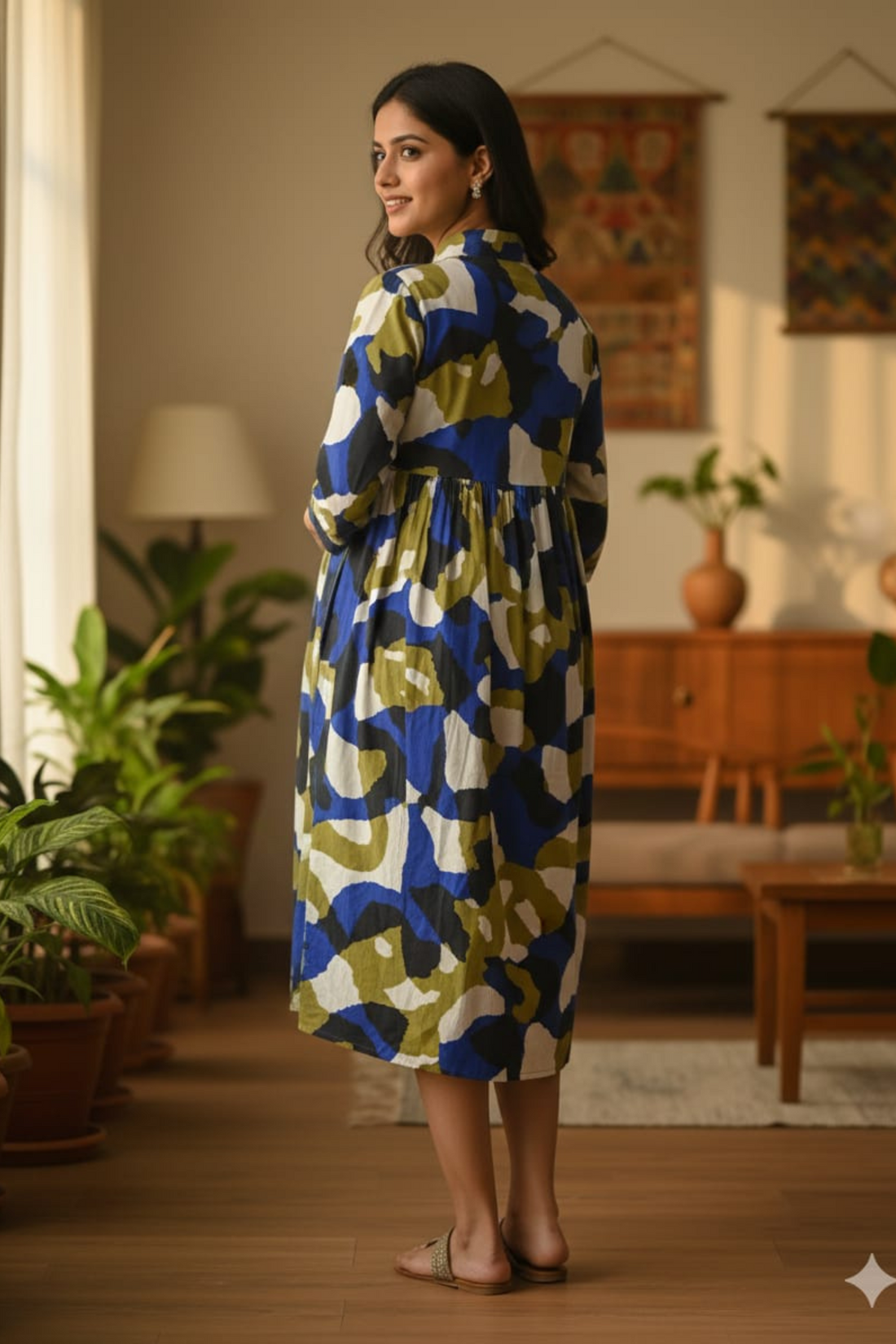 Zig Zag Print Maternity Dress