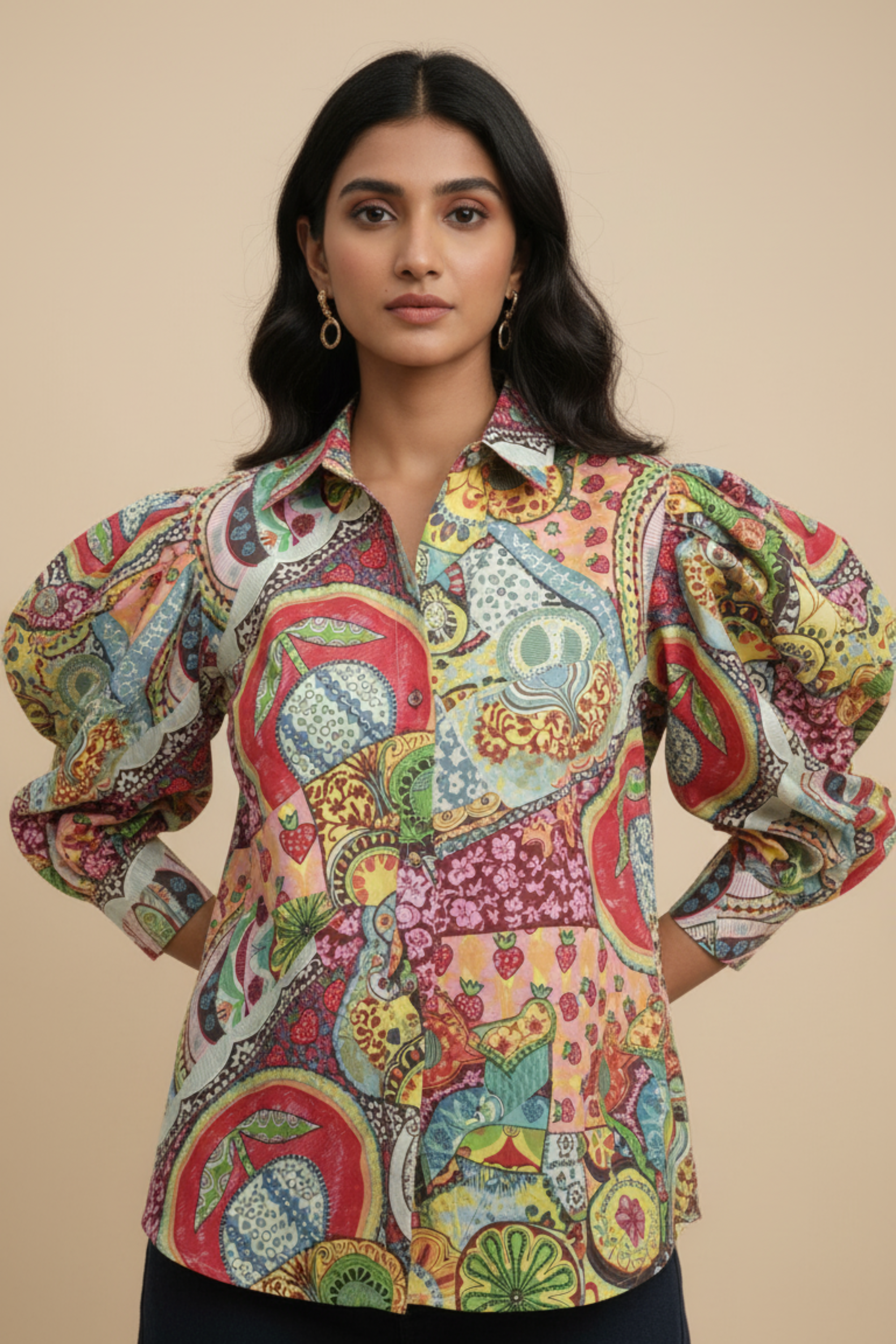 Multicolor Print Shirt Twinning Set
