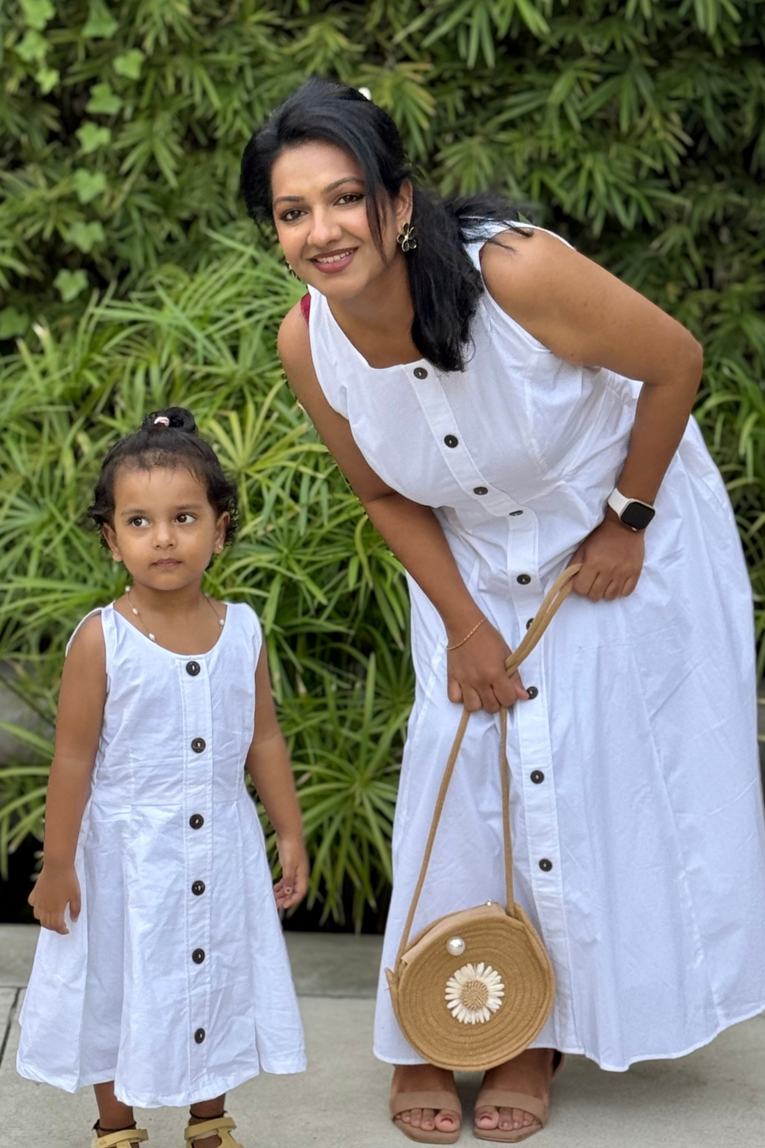 White Poplin Twinning Dress