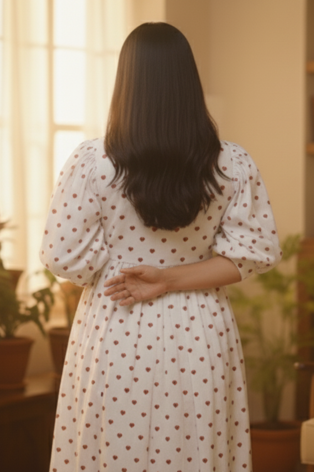 Red Heart Print Maternity Dress