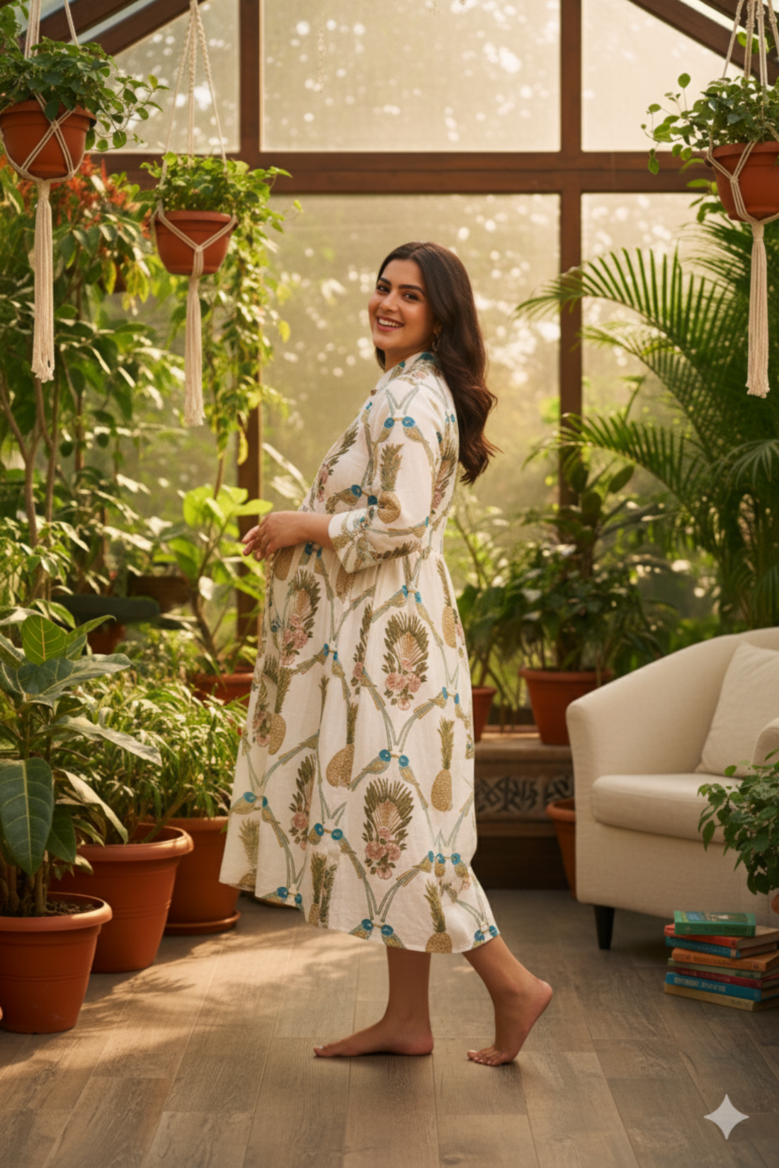 Pineapple Print Maternity Dress