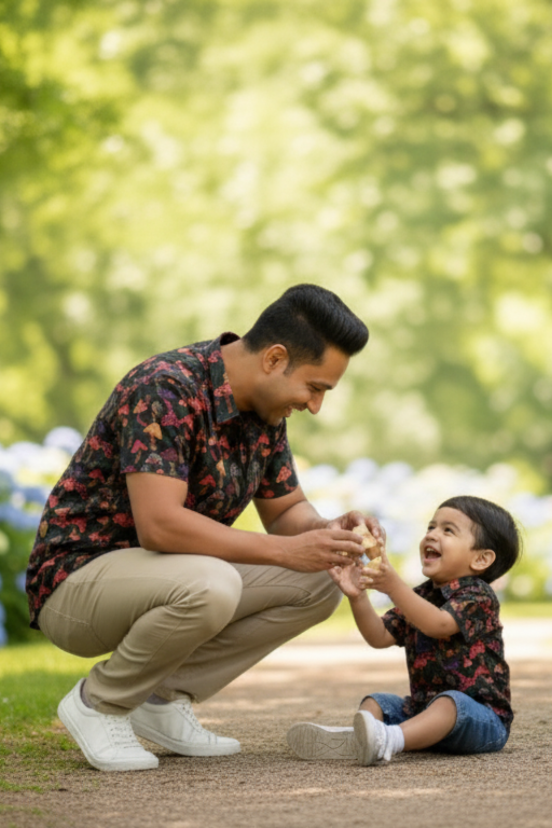 Black Mushroom Print Father Son Twinning Set