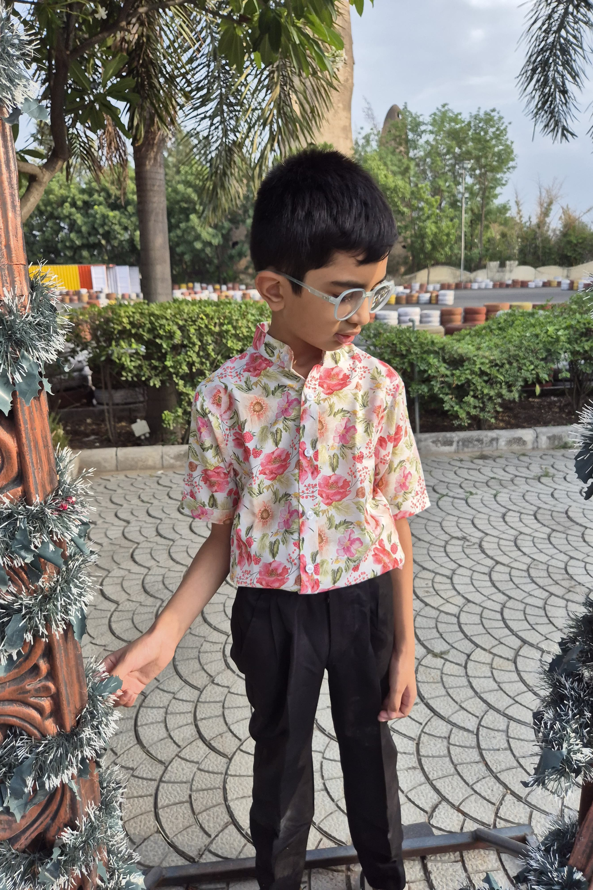White Floral Shirt Twinning Twinning Set