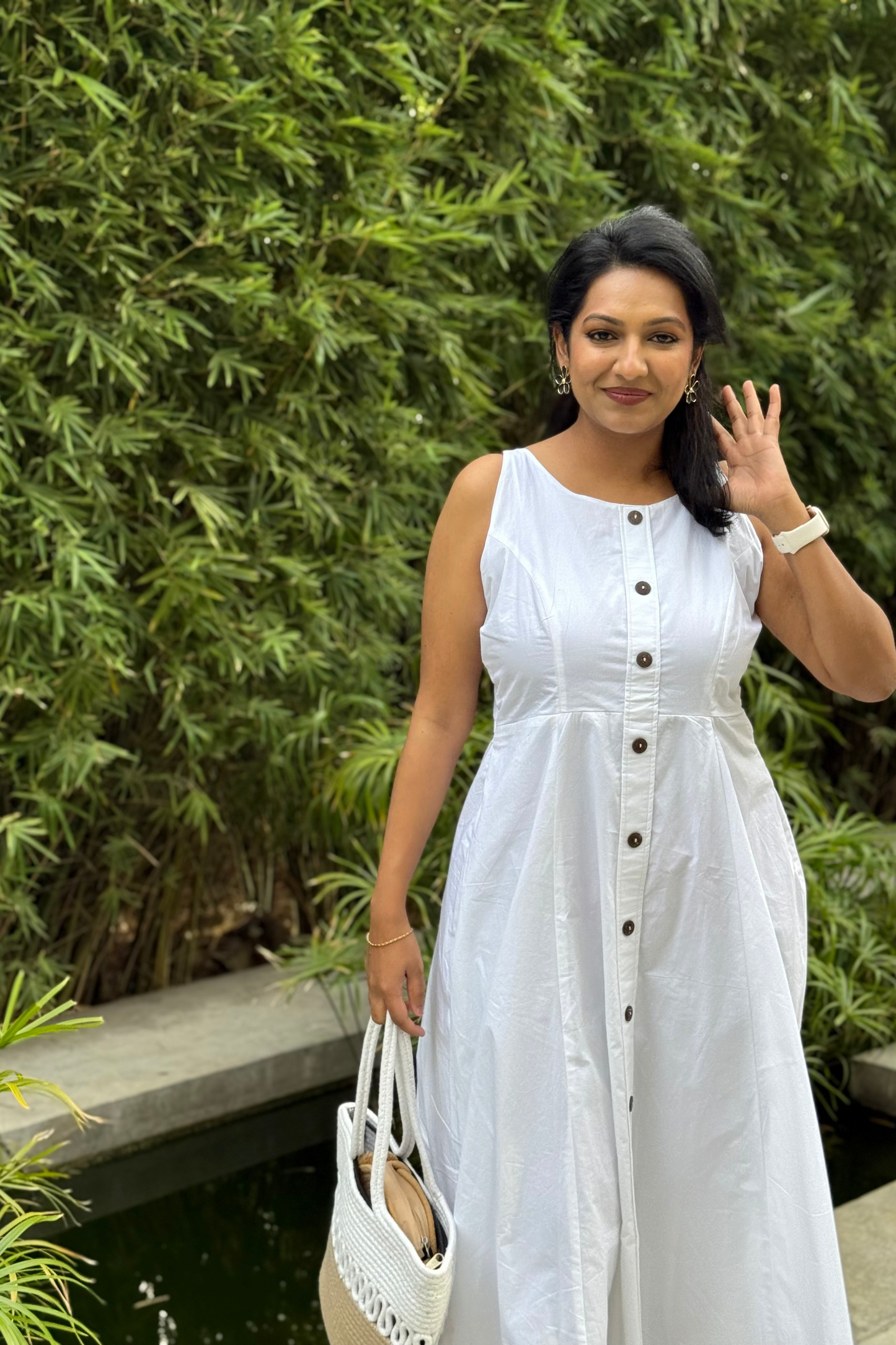 White Poplin Twinning Dress