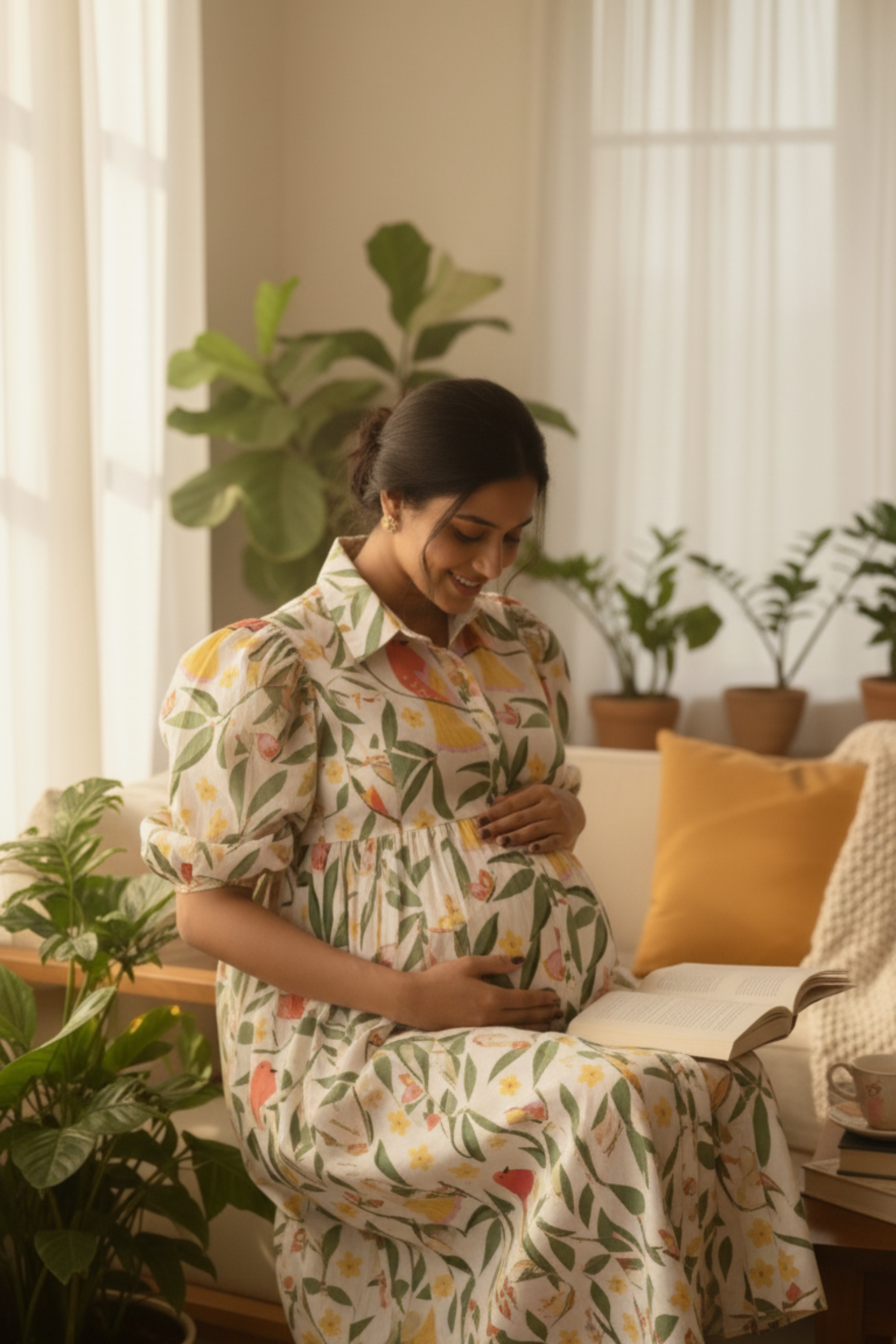 Bird Print Maternity Dress
