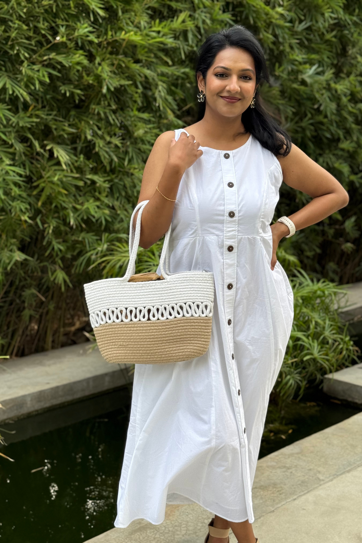 White Poplin Twinning Dress