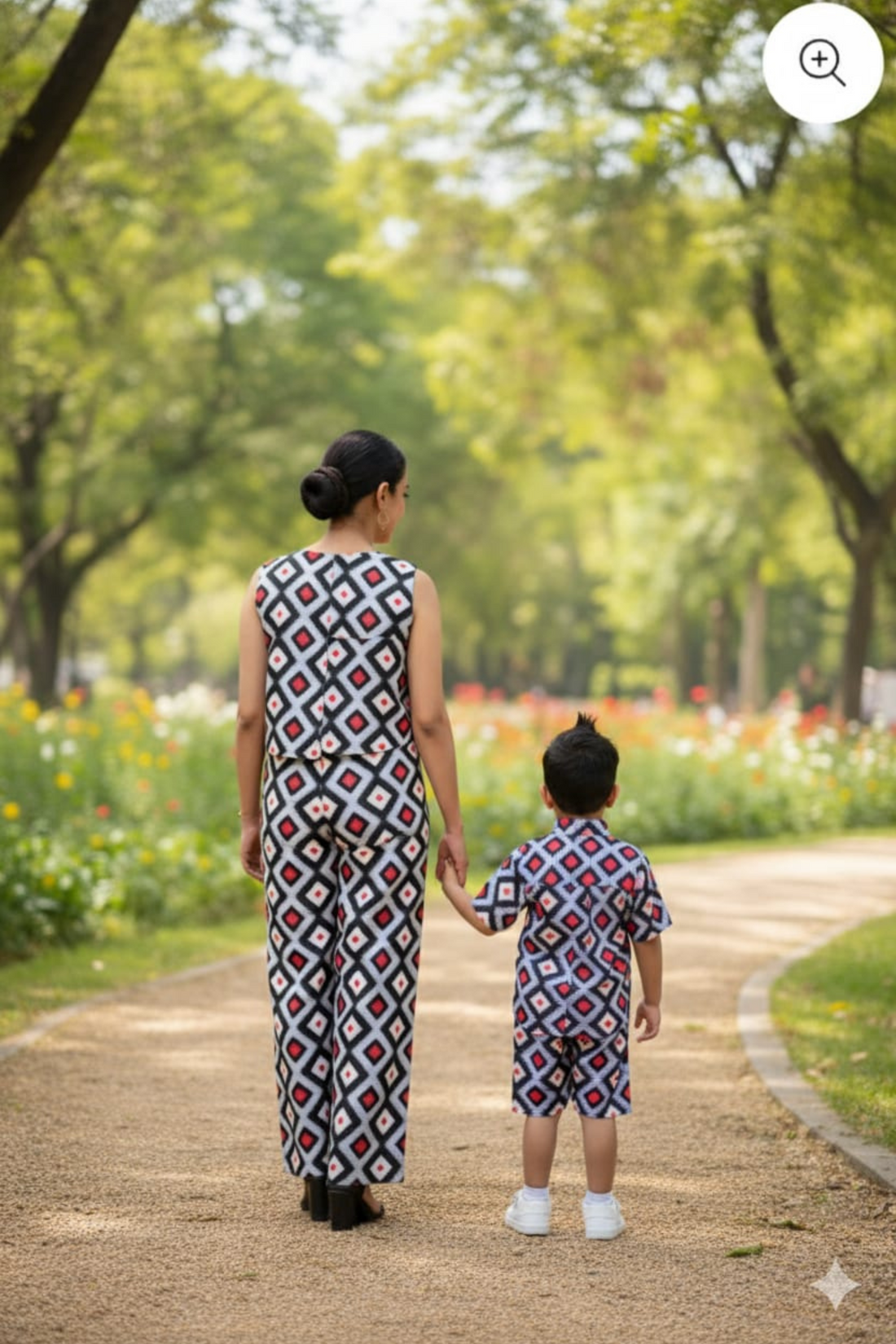 Geometric Print Mother Son Twinning Combo