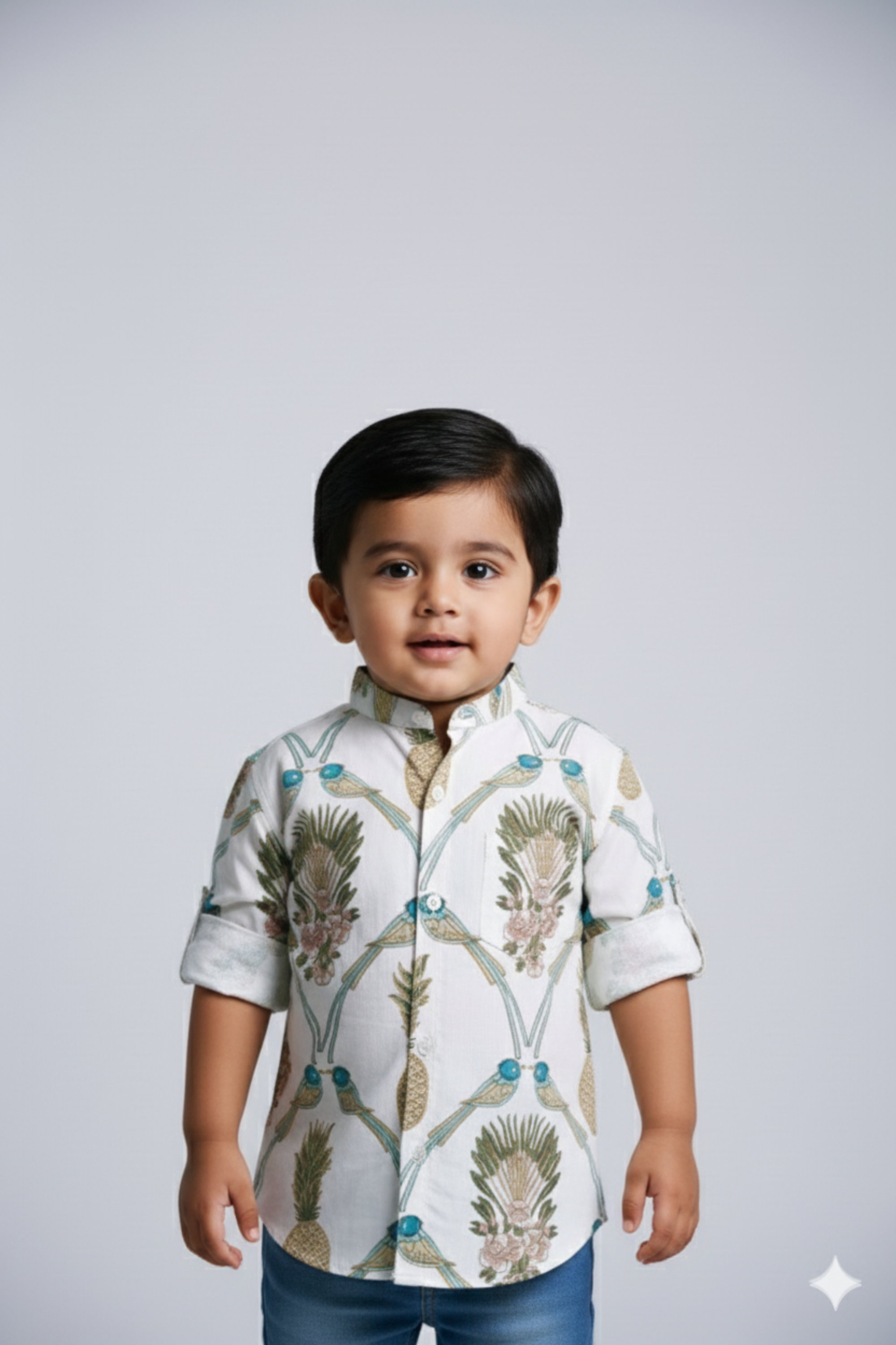 White Pineapple Print Father Son Twinning Set