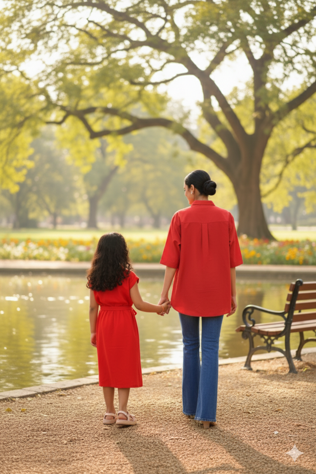 Red Shirt and Dress Twinning Set