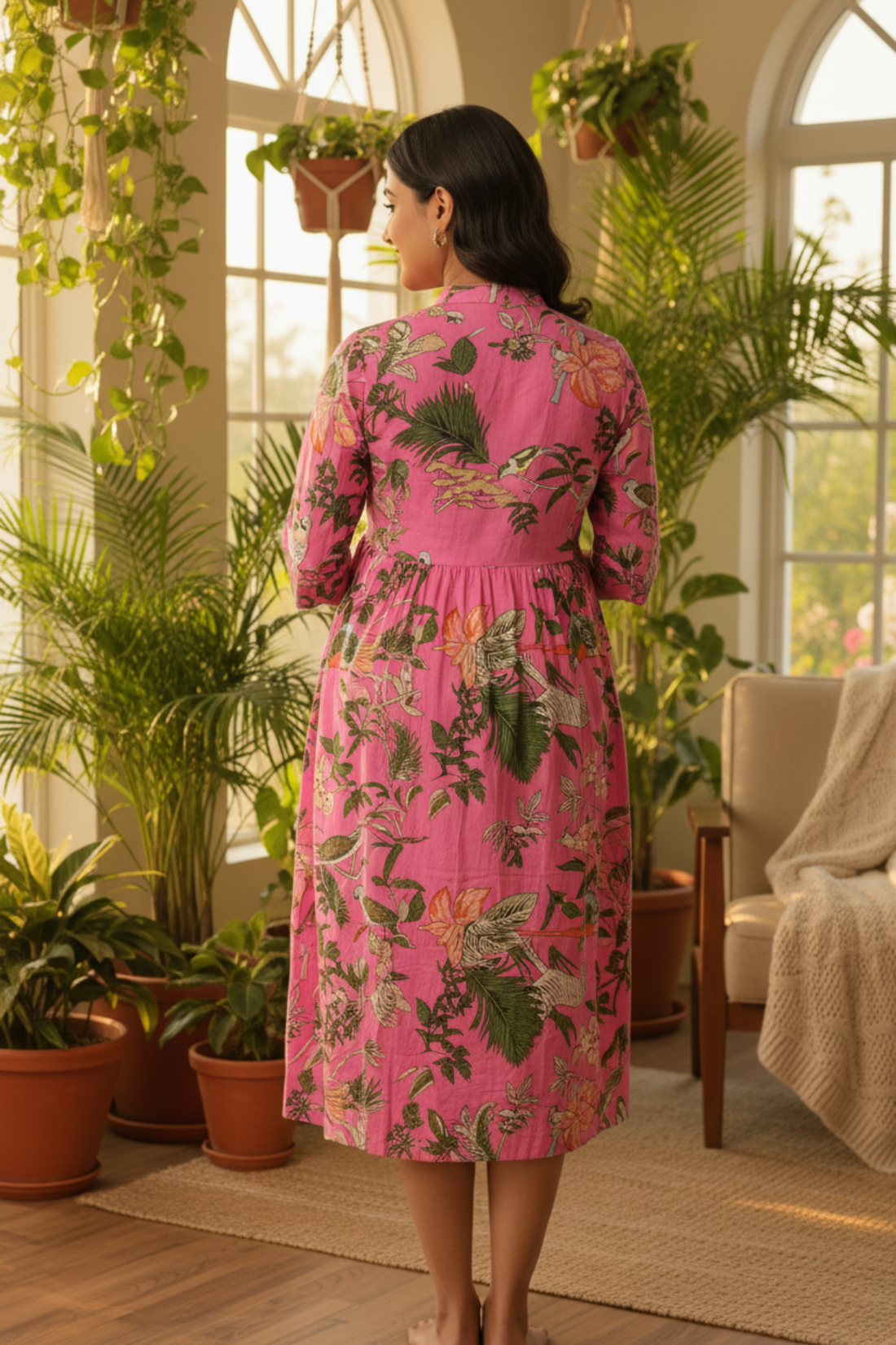 Pink Animal Print Maternity Dress