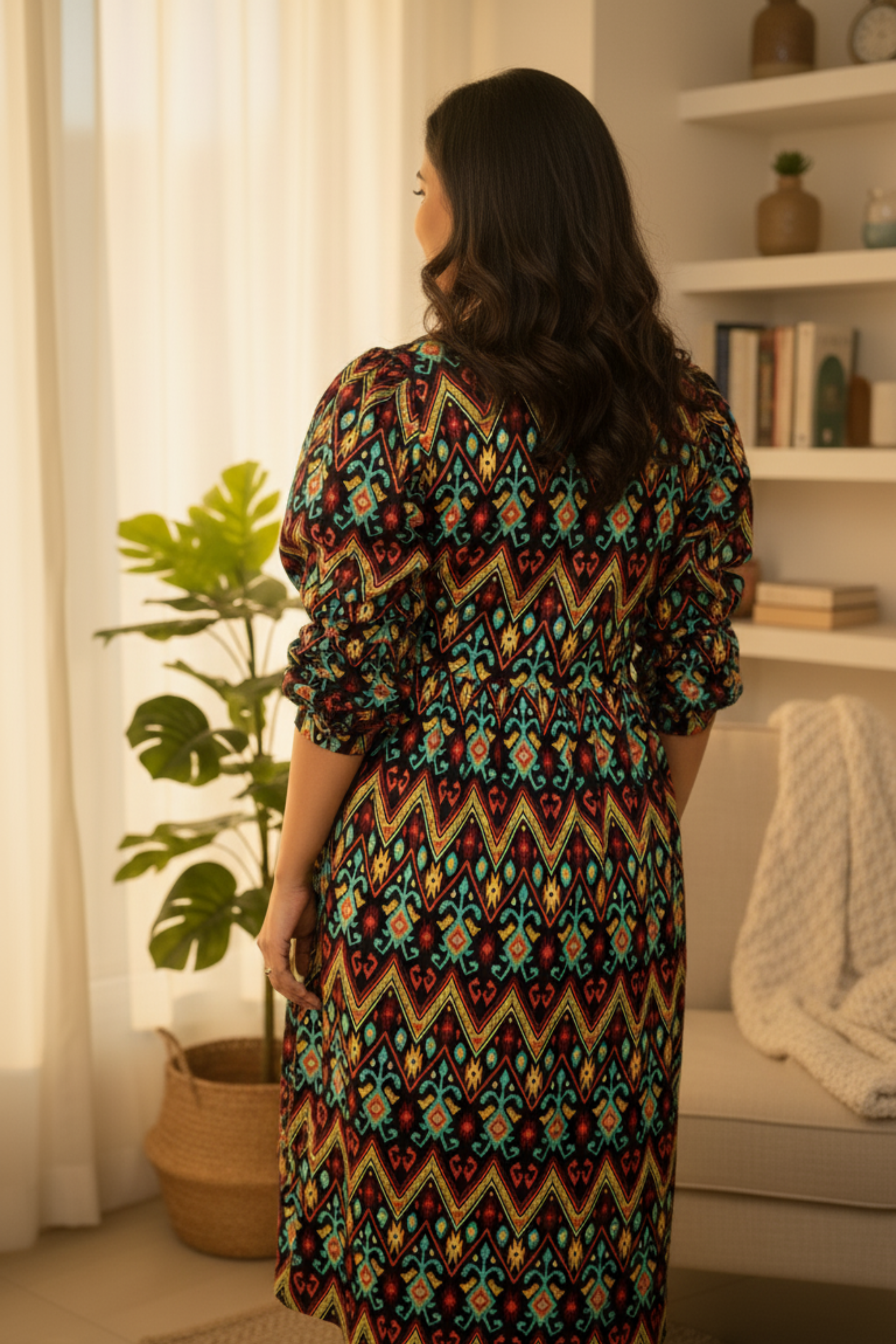 Black Tribal Print Maternity Dress