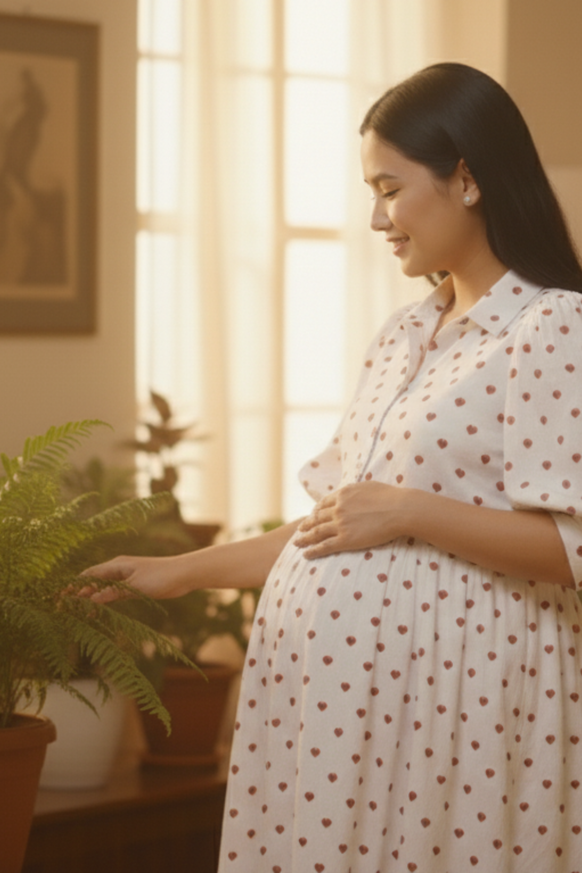 Red Heart Print Maternity Dress
